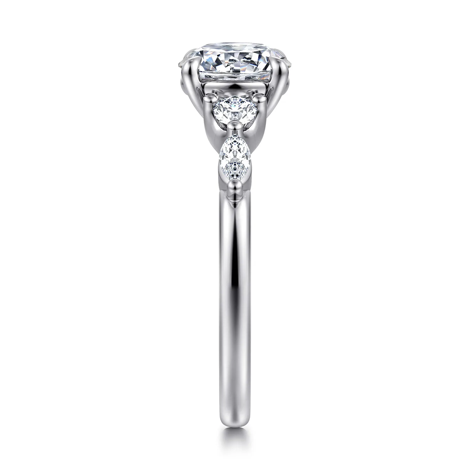 Round Five Stone Diamond Engagement Ring in 14K White Gold, photograph 5