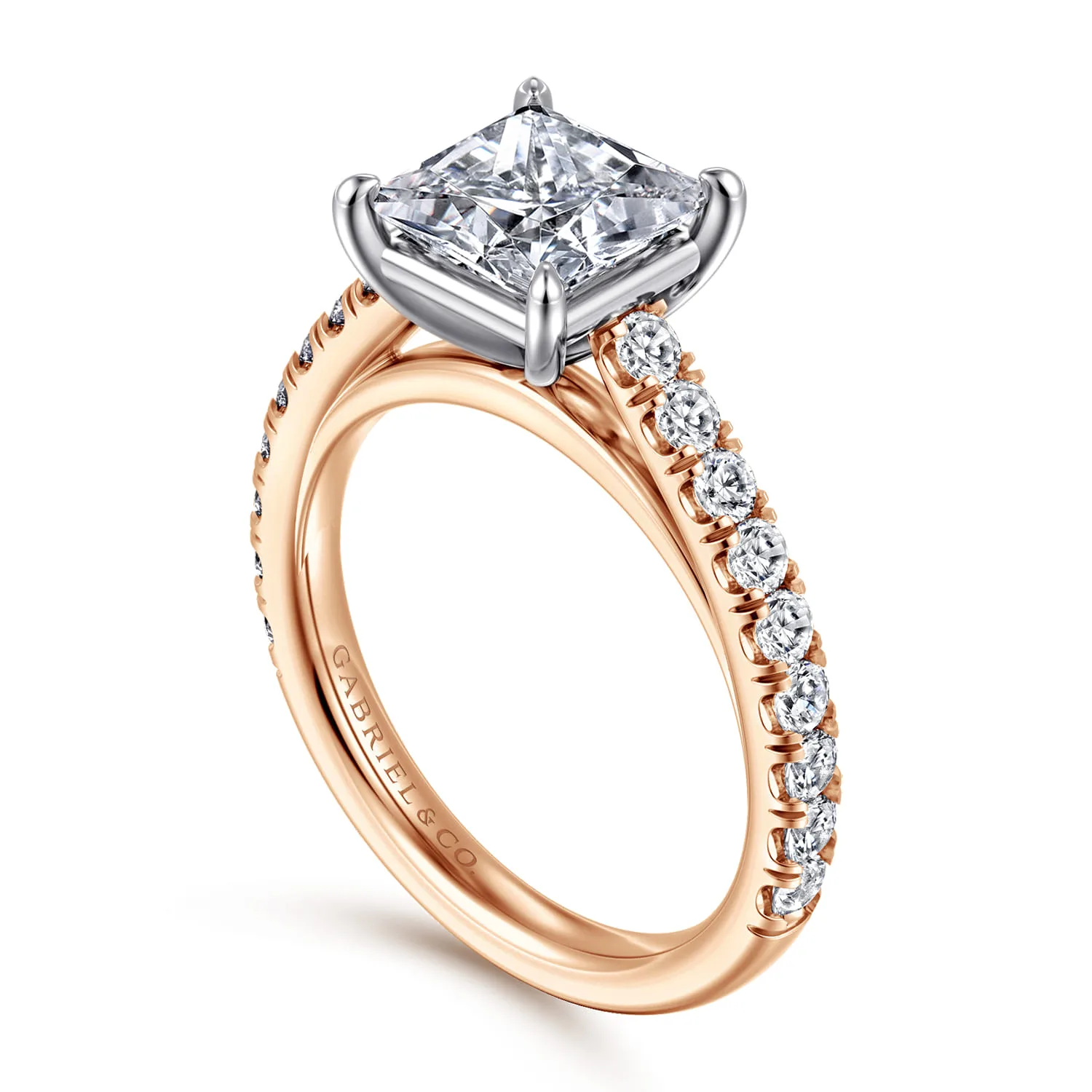 Princess Diamond Engagement Ring in 14K White/Rose Gold, photograph 3