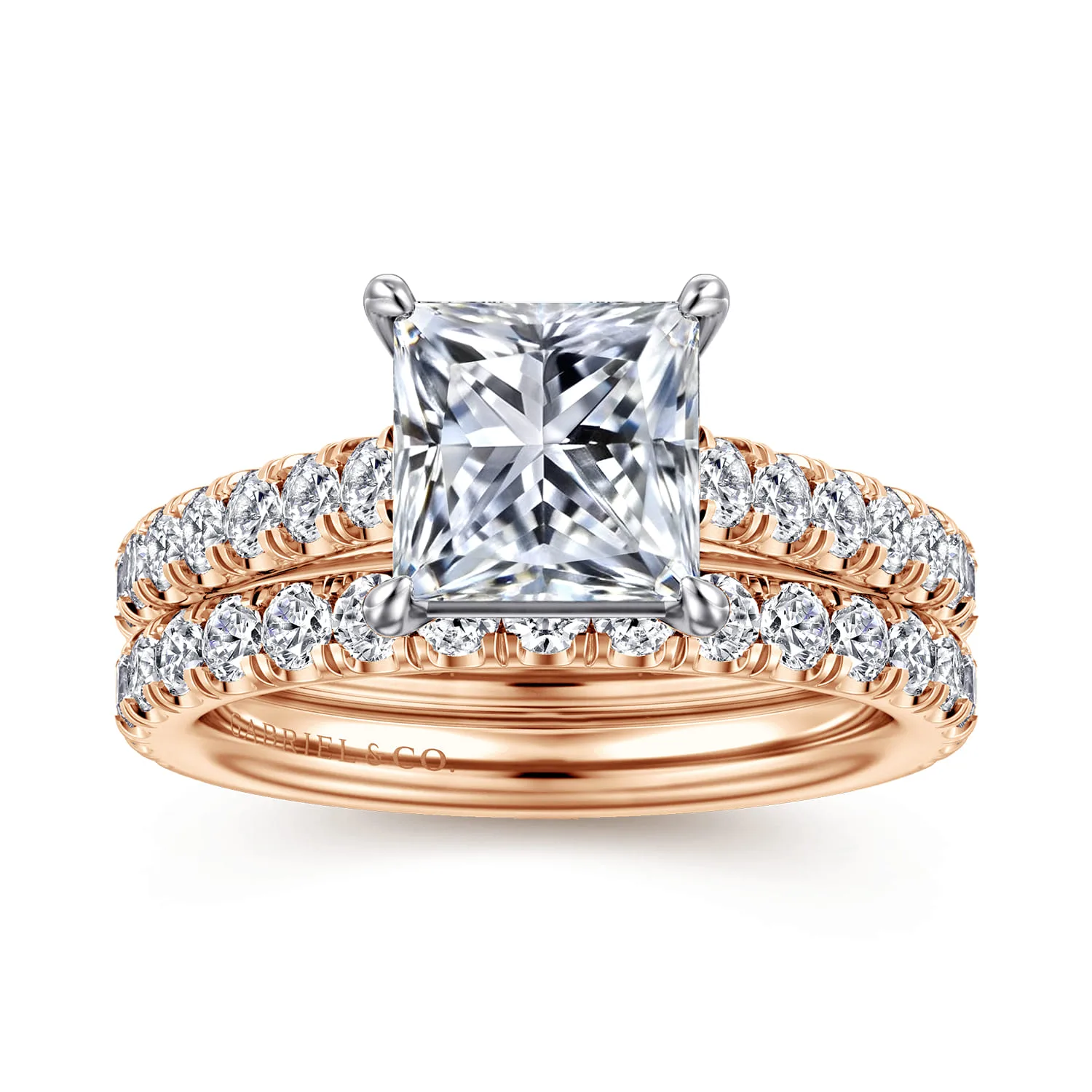 Princess Diamond Engagement Ring in 14K White/Rose Gold, photograph 4