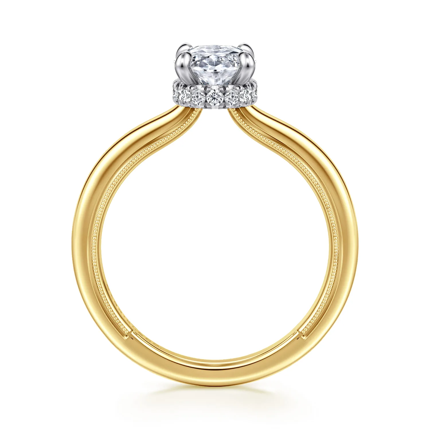 Oval Diamond Engagement Ring in 14K White/Yellow Gold, photograph 2