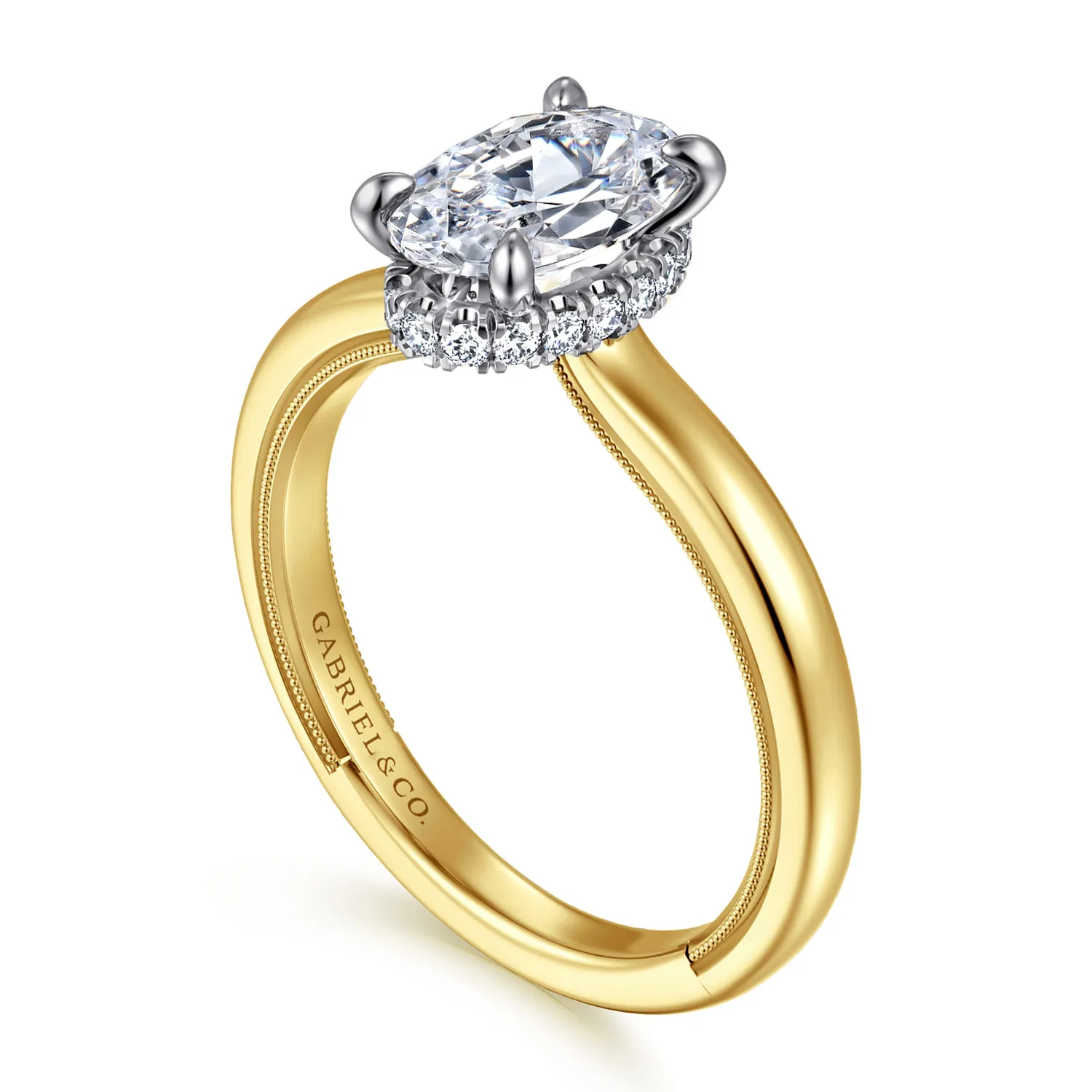 Oval Diamond Engagement Ring in 14K White/Yellow Gold, photograph 3