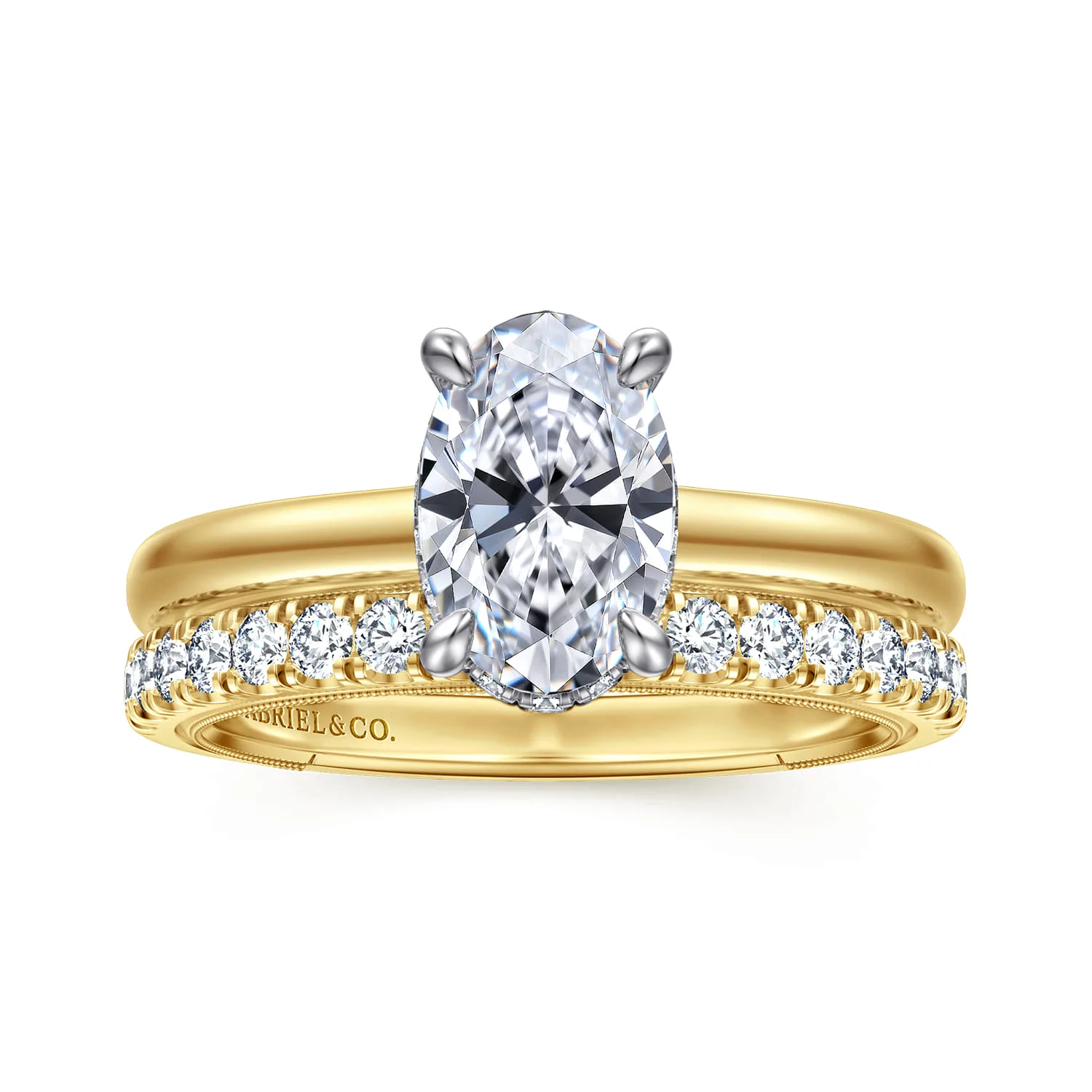Oval Diamond Engagement Ring in 14K White/Yellow Gold, photograph 4