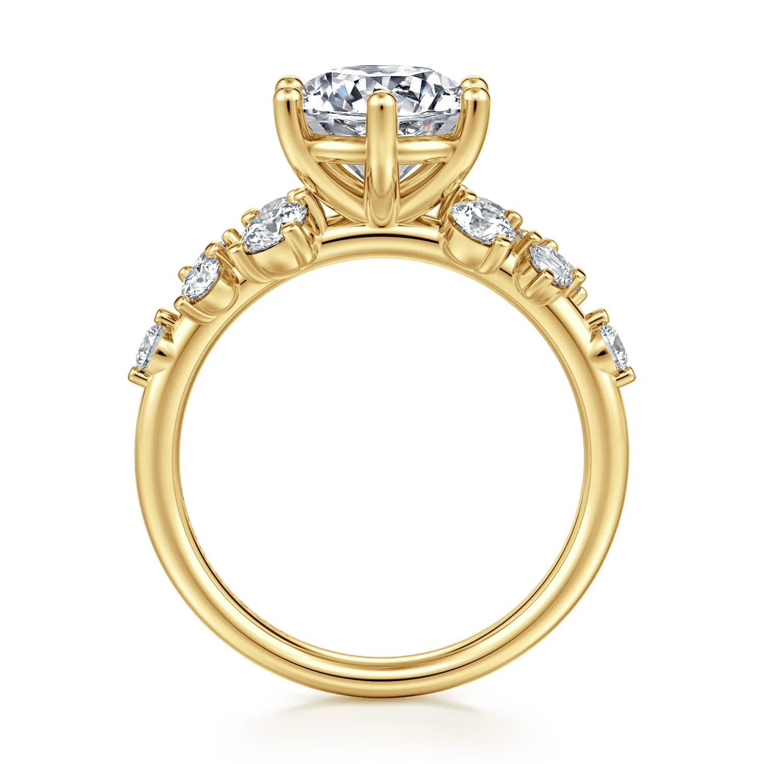 Round Diamond Engagement Ring in 14K Yellow Gold, photograph 2
