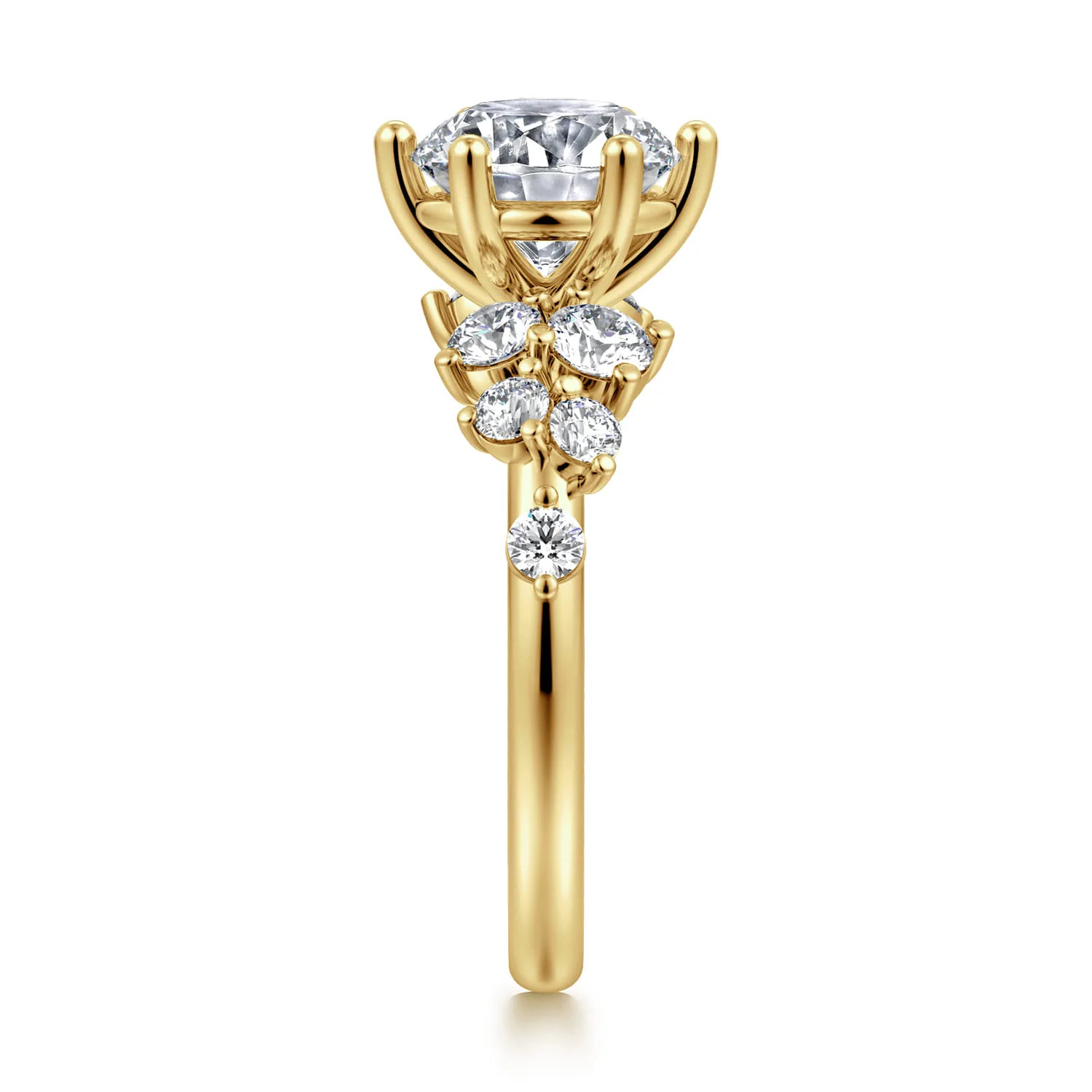 Round Diamond Engagement Ring in 14K Yellow Gold, photograph 5