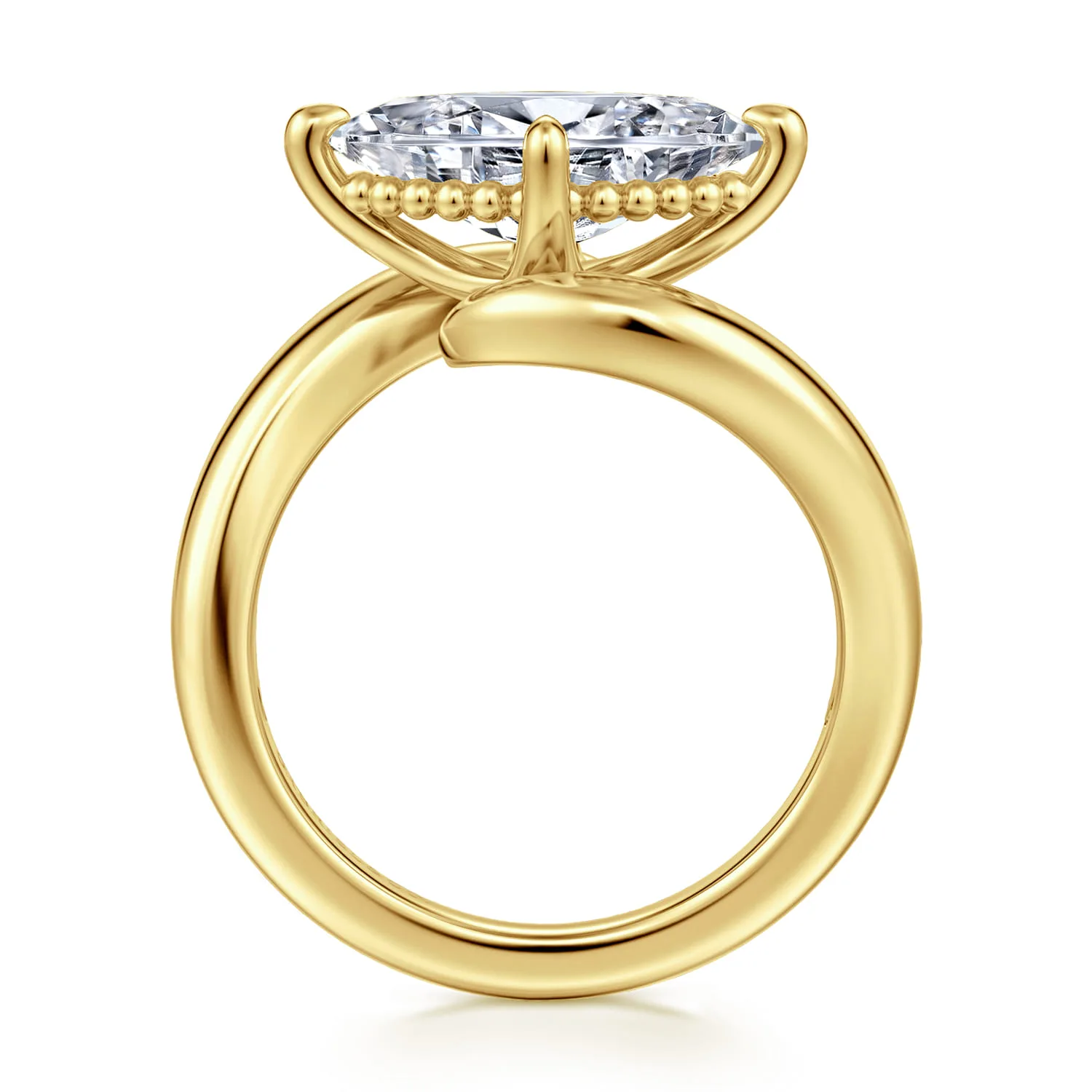 Marquise Bypass Diamond Engagement Ring in 14K Yellow Gold, photograph 2