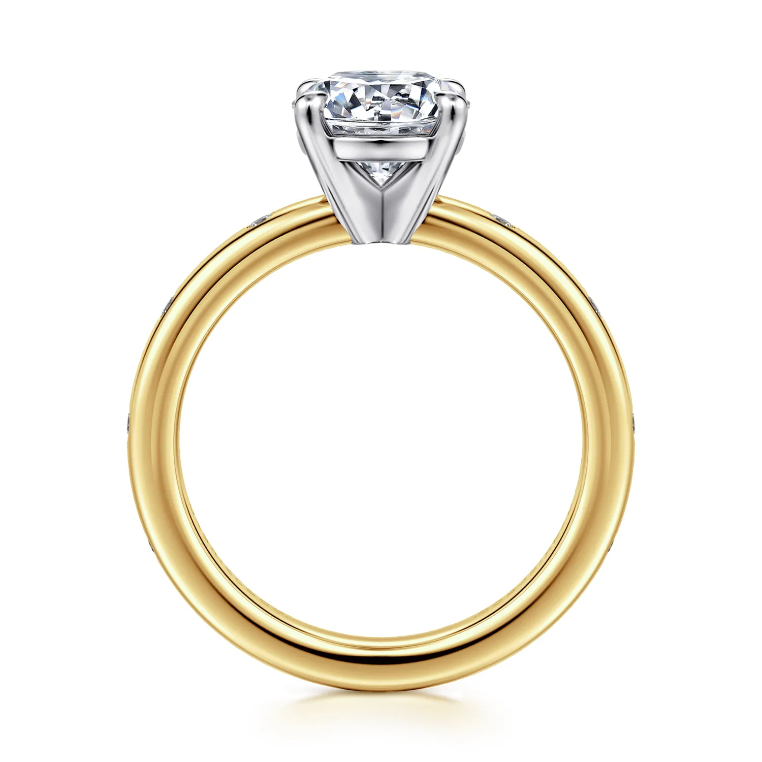 Round Diamond Engagement Ring in 14K White/Yellow Gold, photograph 2