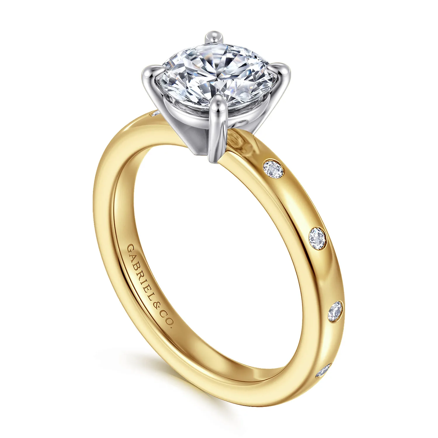 Round Diamond Engagement Ring in 14K White/Yellow Gold, photograph 3