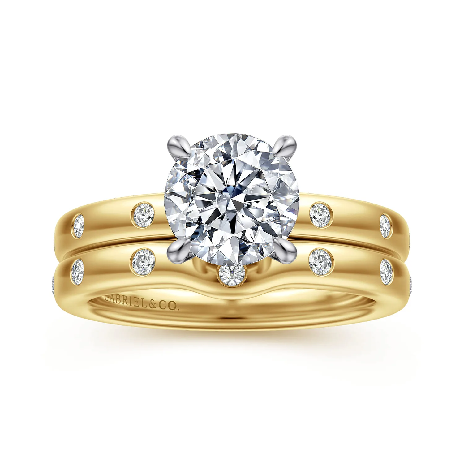 Round Diamond Engagement Ring in 14K White/Yellow Gold, photograph 4