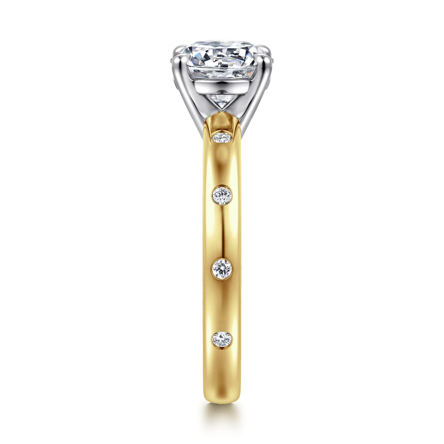 Round Diamond Engagement Ring in 14K White/Yellow Gold, photograph 5