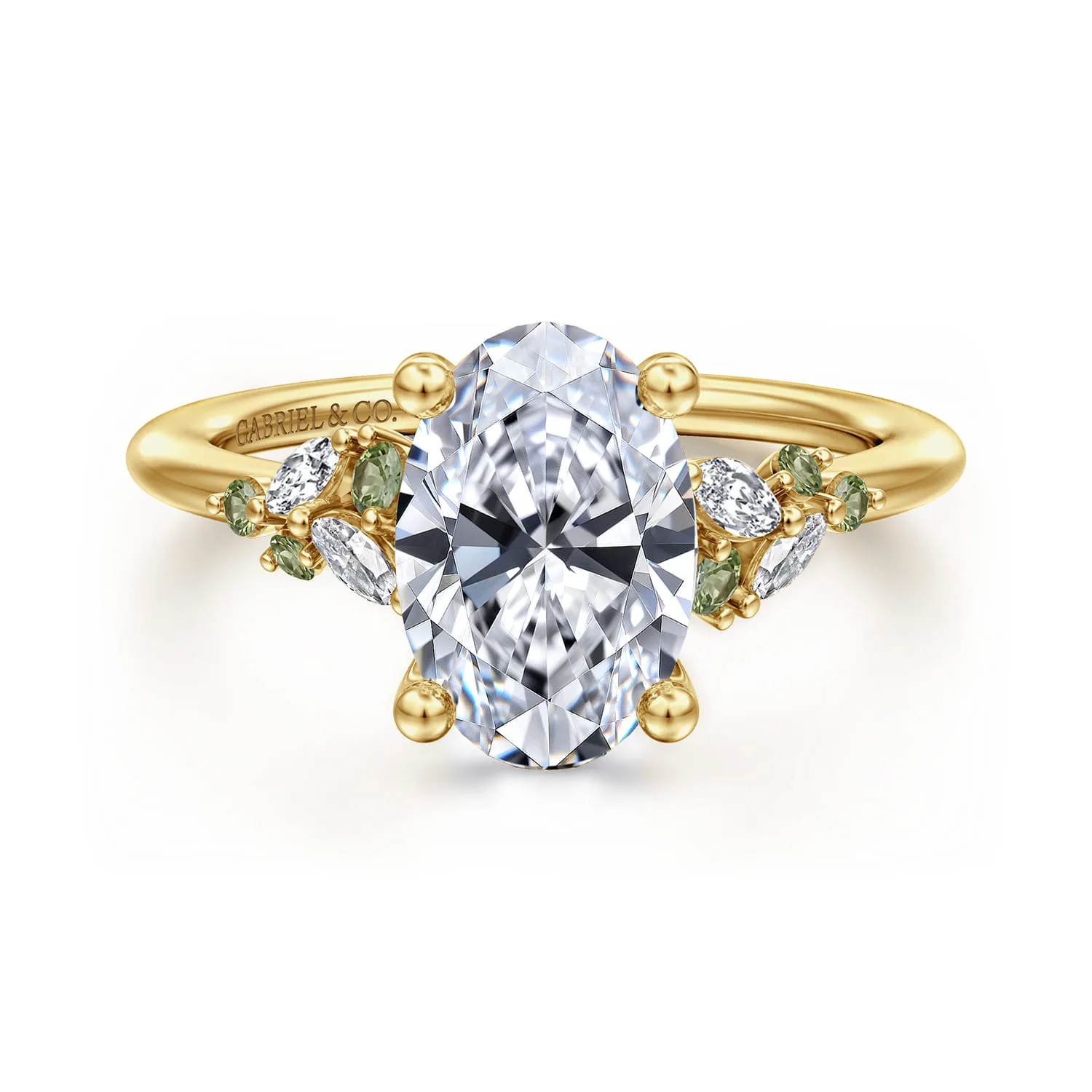Oval Green Sapphire and Diamond Engagement Ring