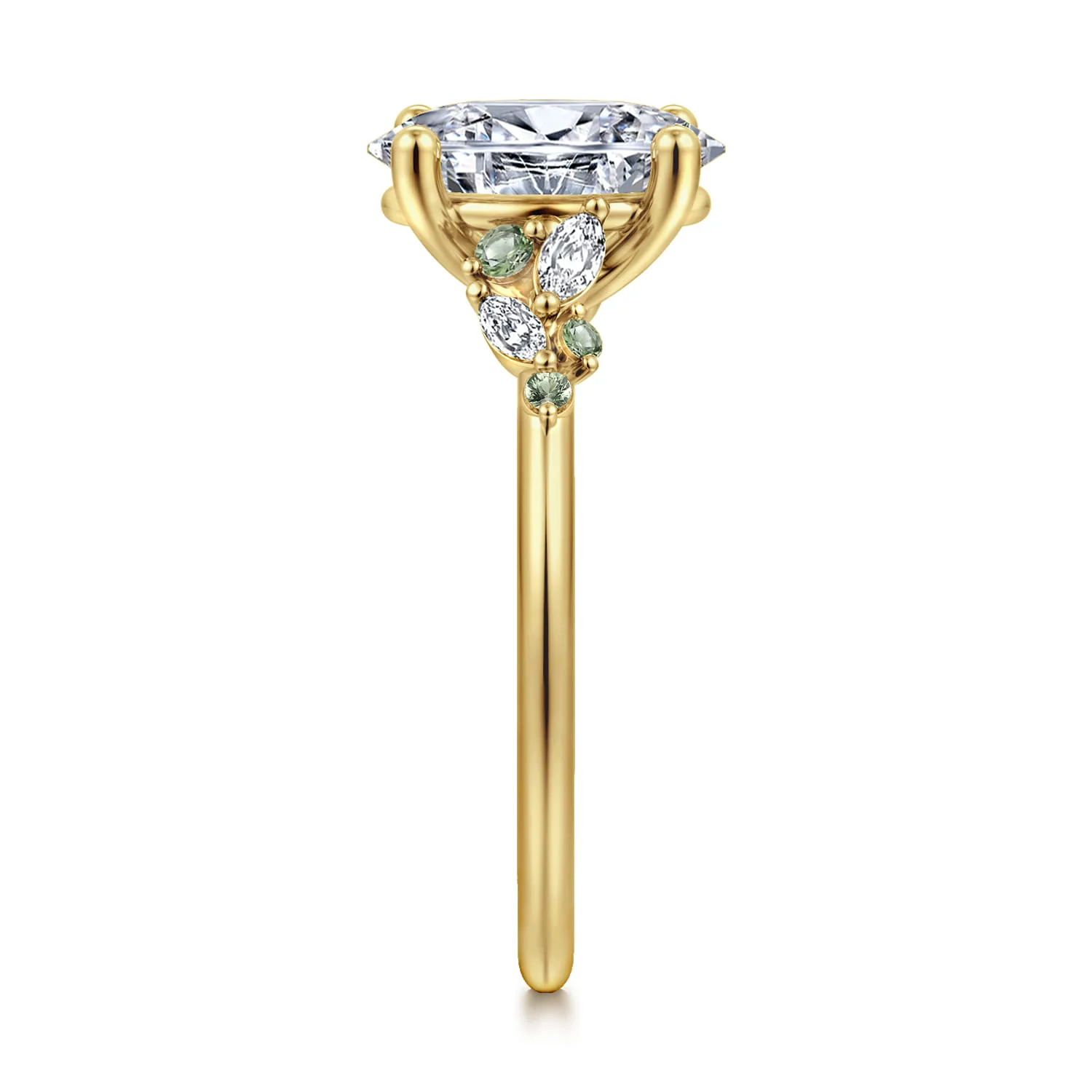 Oval Green Sapphire and Diamond Engagement Ring in 14K Yellow Gold, photograph 5