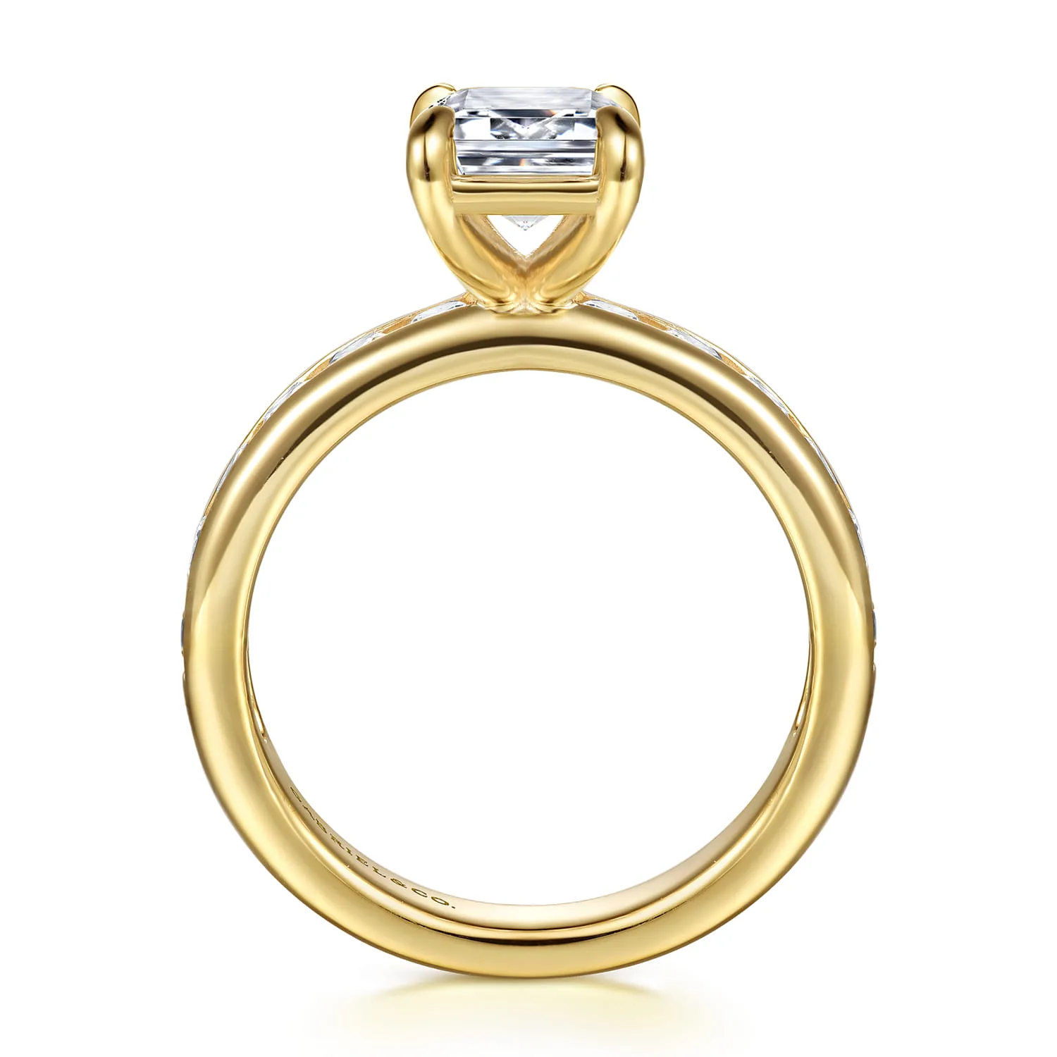 Emerald Diamond Engagement Ring in 14K Yellow Gold, photograph 2