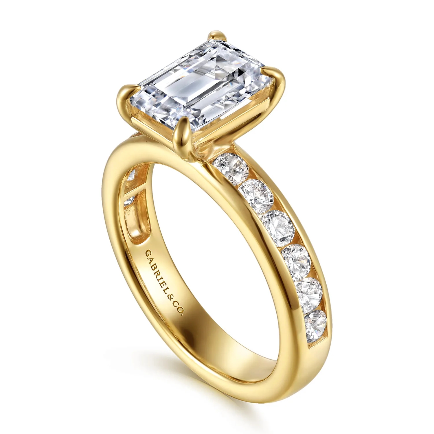 Emerald Diamond Engagement Ring in 14K Yellow Gold, photograph 3