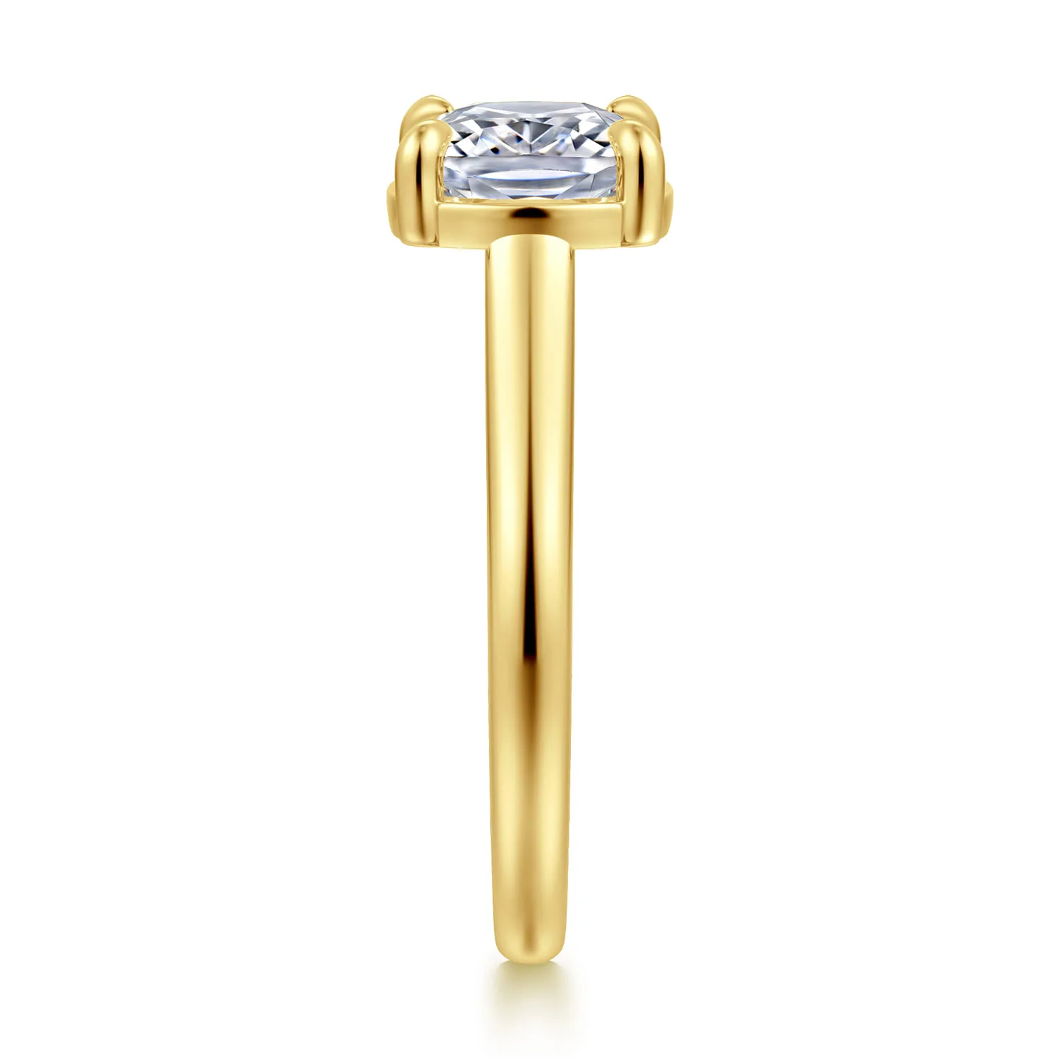 Elongated Cushion East West Diamond Engagement Ring in 14K Yellow Gold, photograph 4