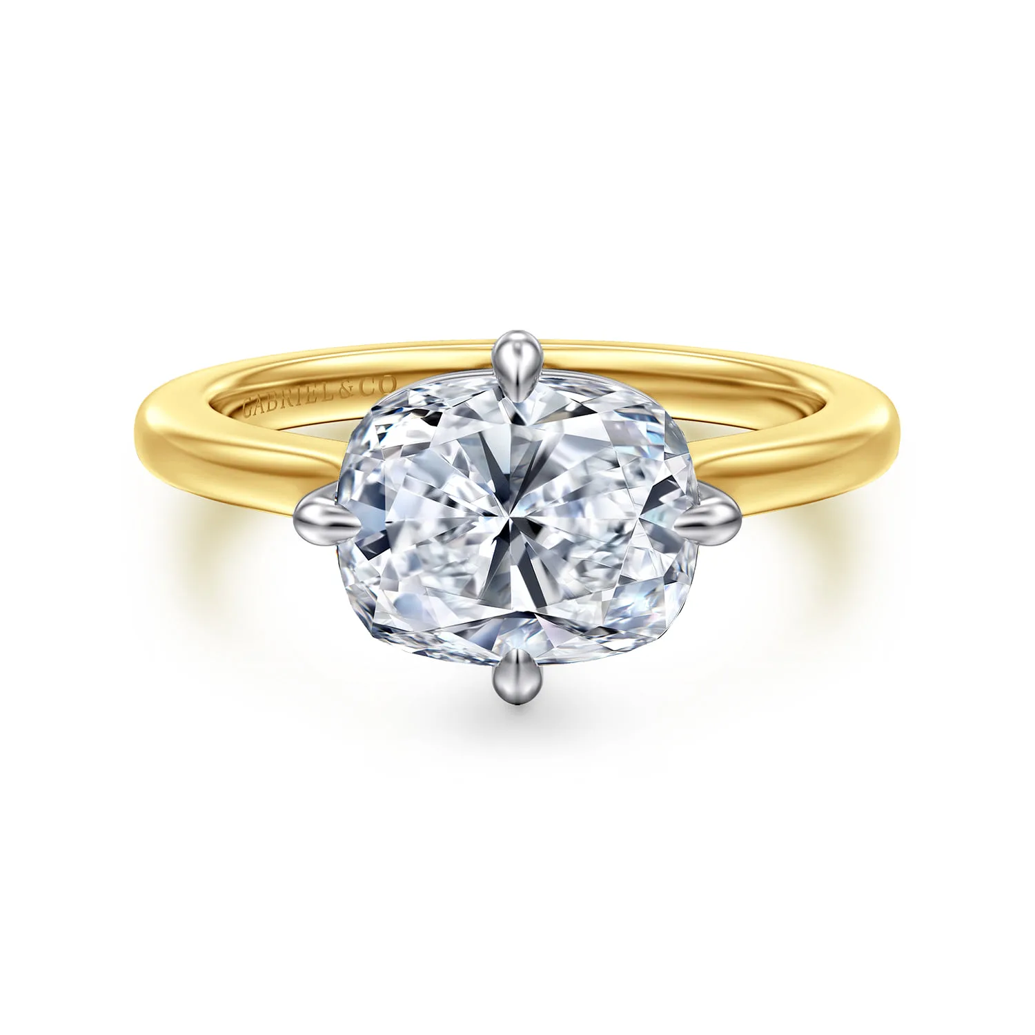 East West Compass Prong Solitaire Diamond Engagement Ring