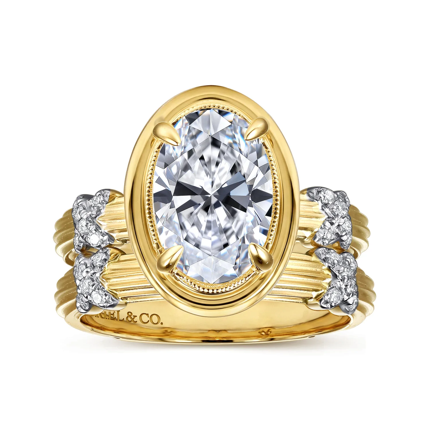 Oval Vintage Inspired Diamond Engagement Ring in 14K Yellow Gold, photograph 4