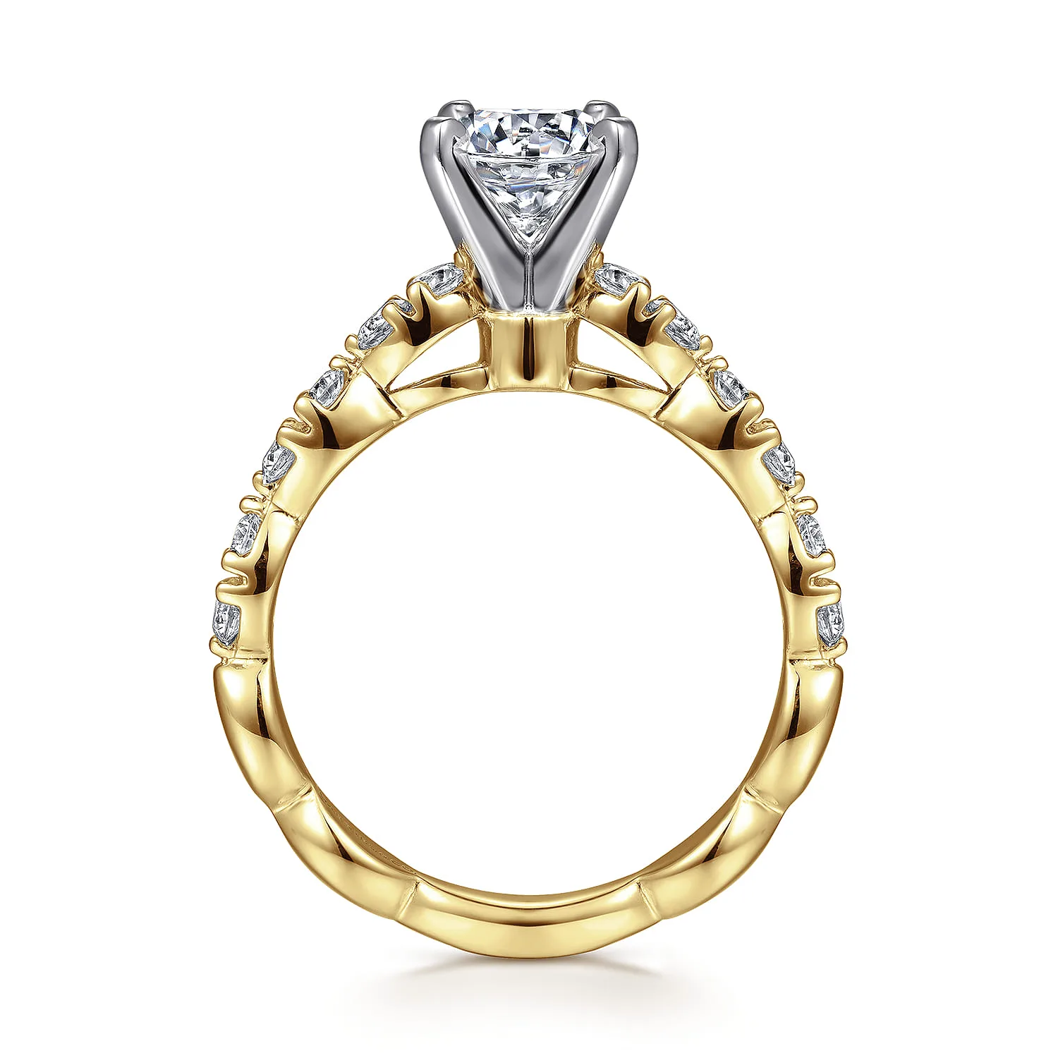 Round Diamond Engagement Ring in 14K White/Yellow Gold, photograph 2
