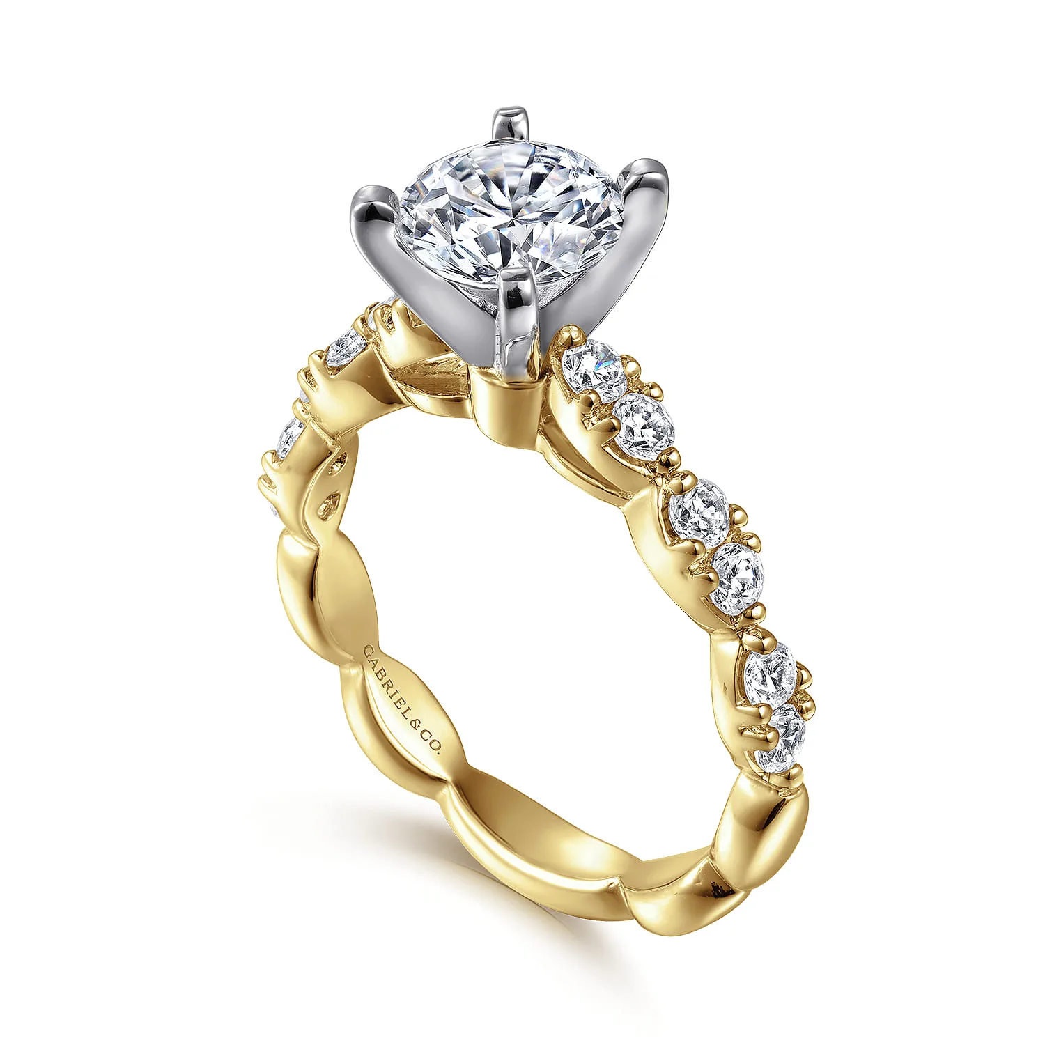 Round Diamond Engagement Ring in 14K White/Yellow Gold, photograph 3