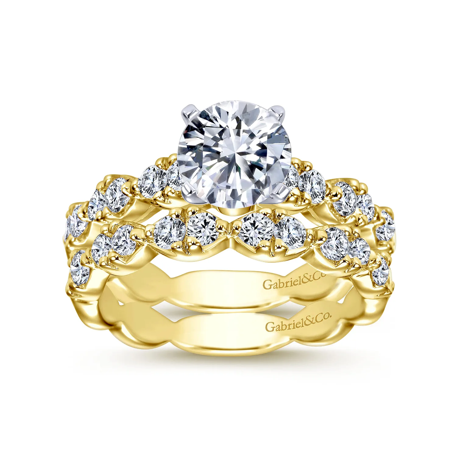 Round Diamond Engagement Ring in 14K White/Yellow Gold, photograph 4