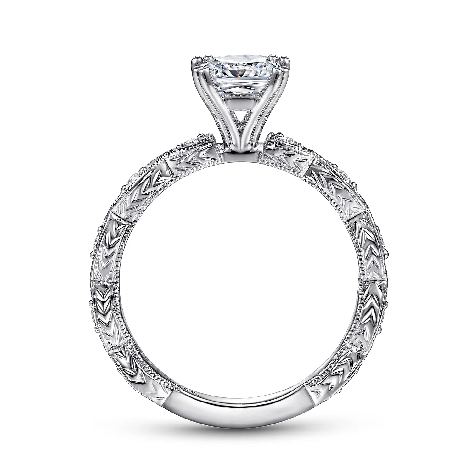 Cushion Diamond Engagement Ring in 14K White Gold, photograph 2