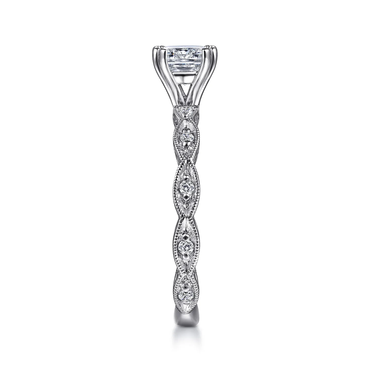 Cushion Diamond Engagement Ring in 14K White Gold, photograph 5