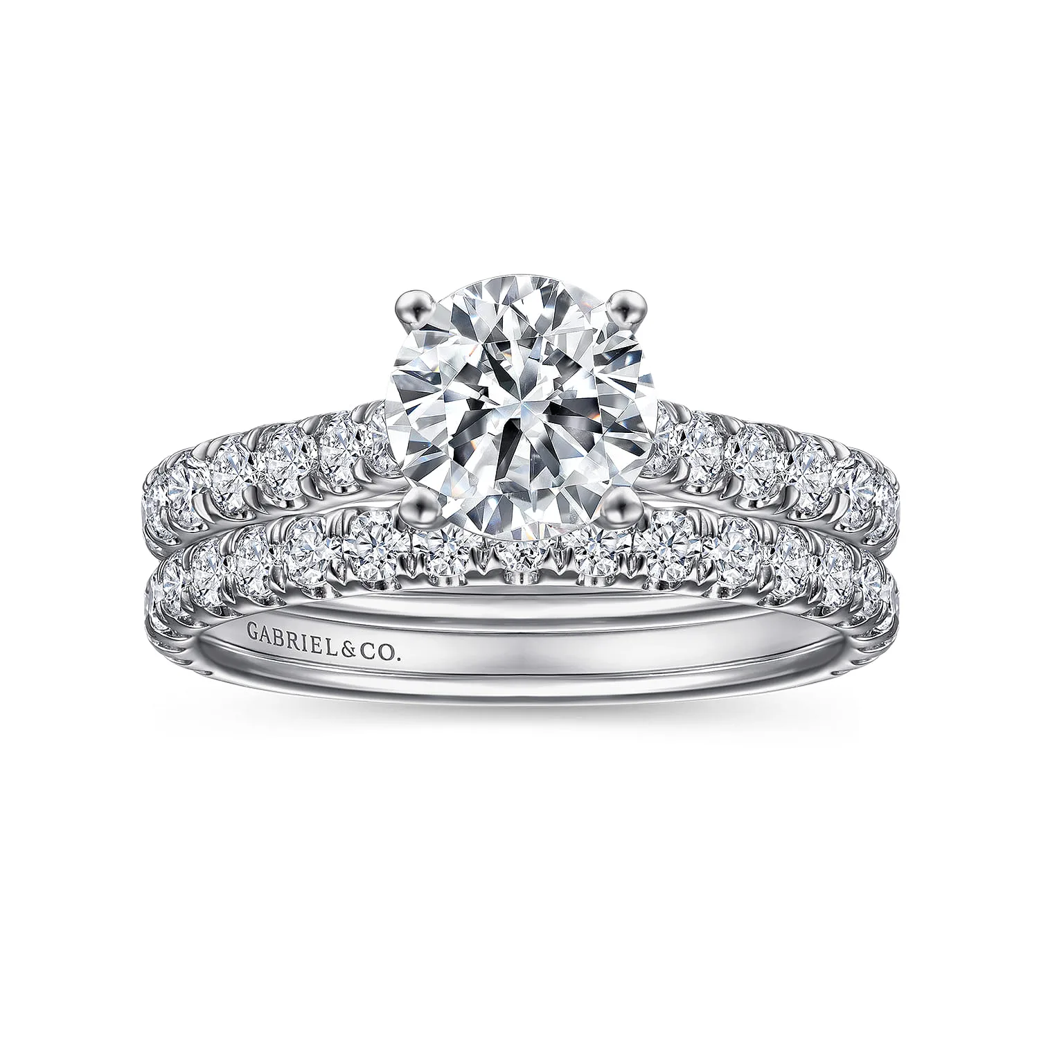 Round Diamond Engagement Ring in 14K White Gold, photograph 4