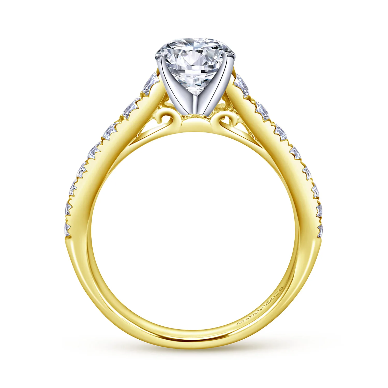 Round Diamond Engagement Ring in 14K White/Yellow Gold, photograph 2