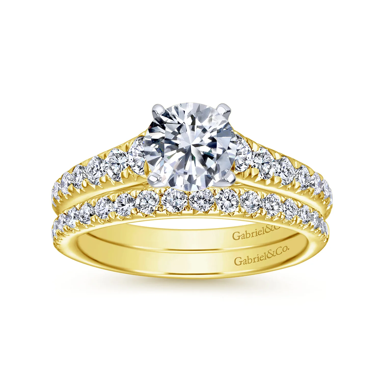 Round Diamond Engagement Ring in 14K White/Yellow Gold, photograph 4