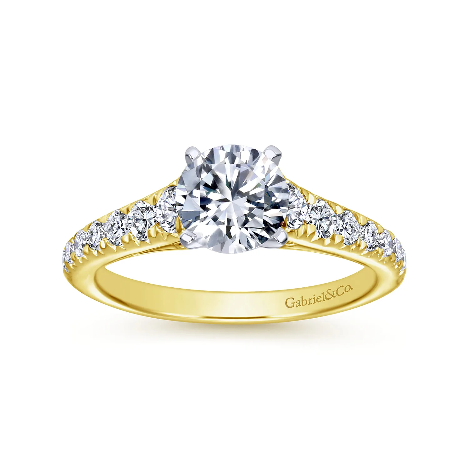 Round Diamond Engagement Ring in 14K White/Yellow Gold, photograph 5