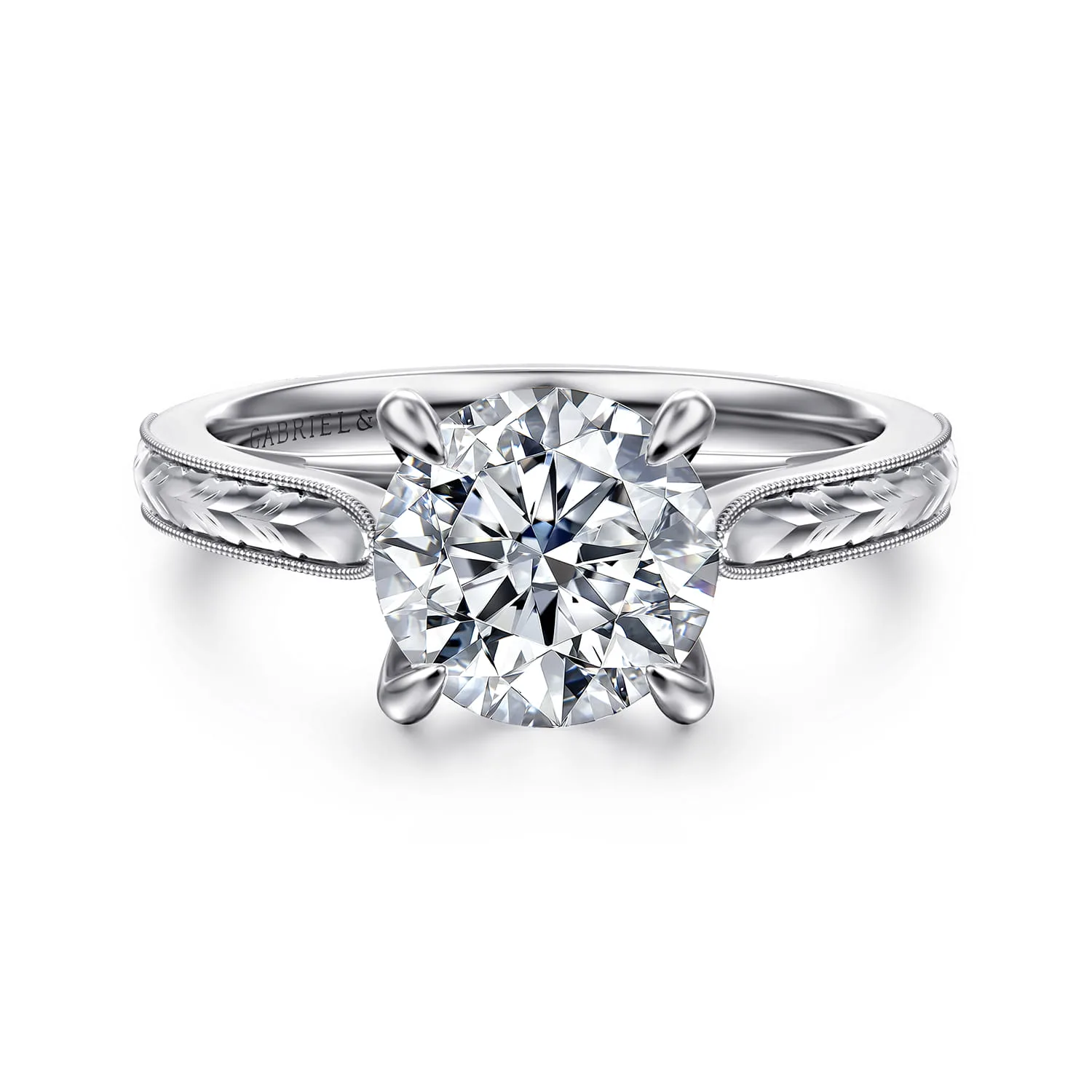 Vintage Inspired Solitaire Diamond Engagement Ring