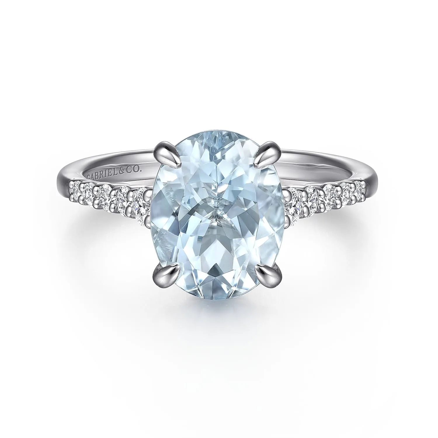 Oval Aquamarine and Diamond Engagement Ring