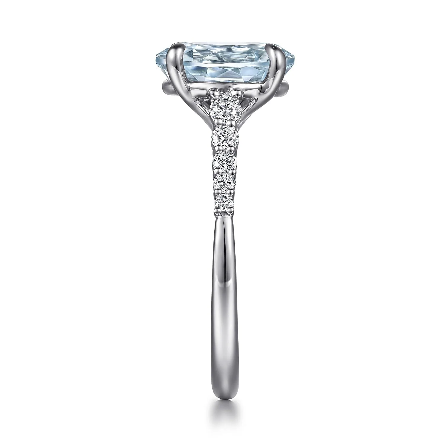 Oval Aquamarine and Diamond Engagement Ring in 14K White Gold, photograph 5