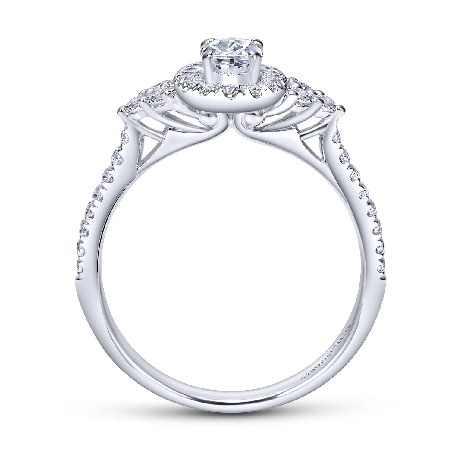Oval Halo Complete Diamond Engagement Ring in 14K White Gold, photograph 2