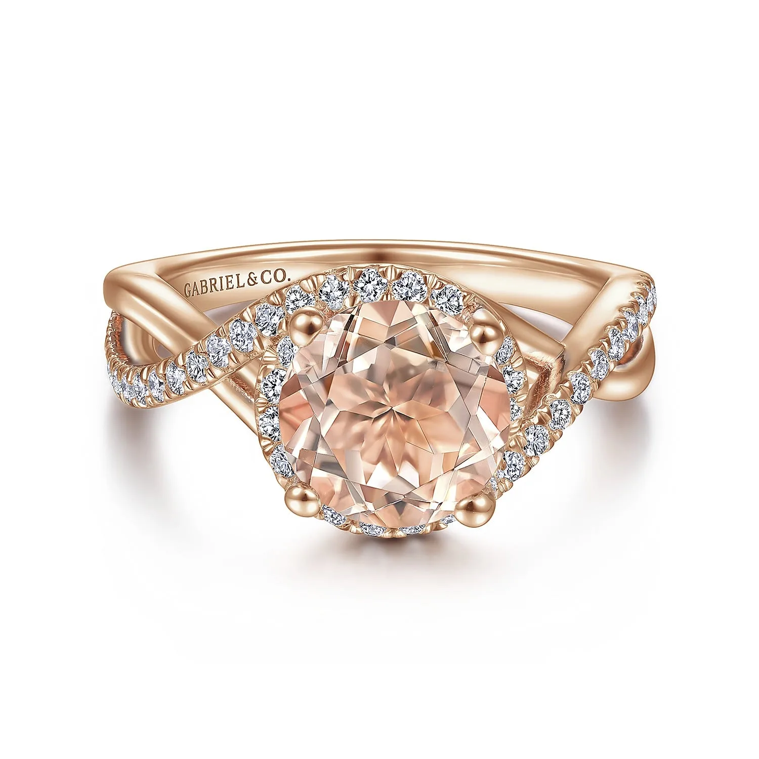 Round Morganite and Diamond Engagement Ring