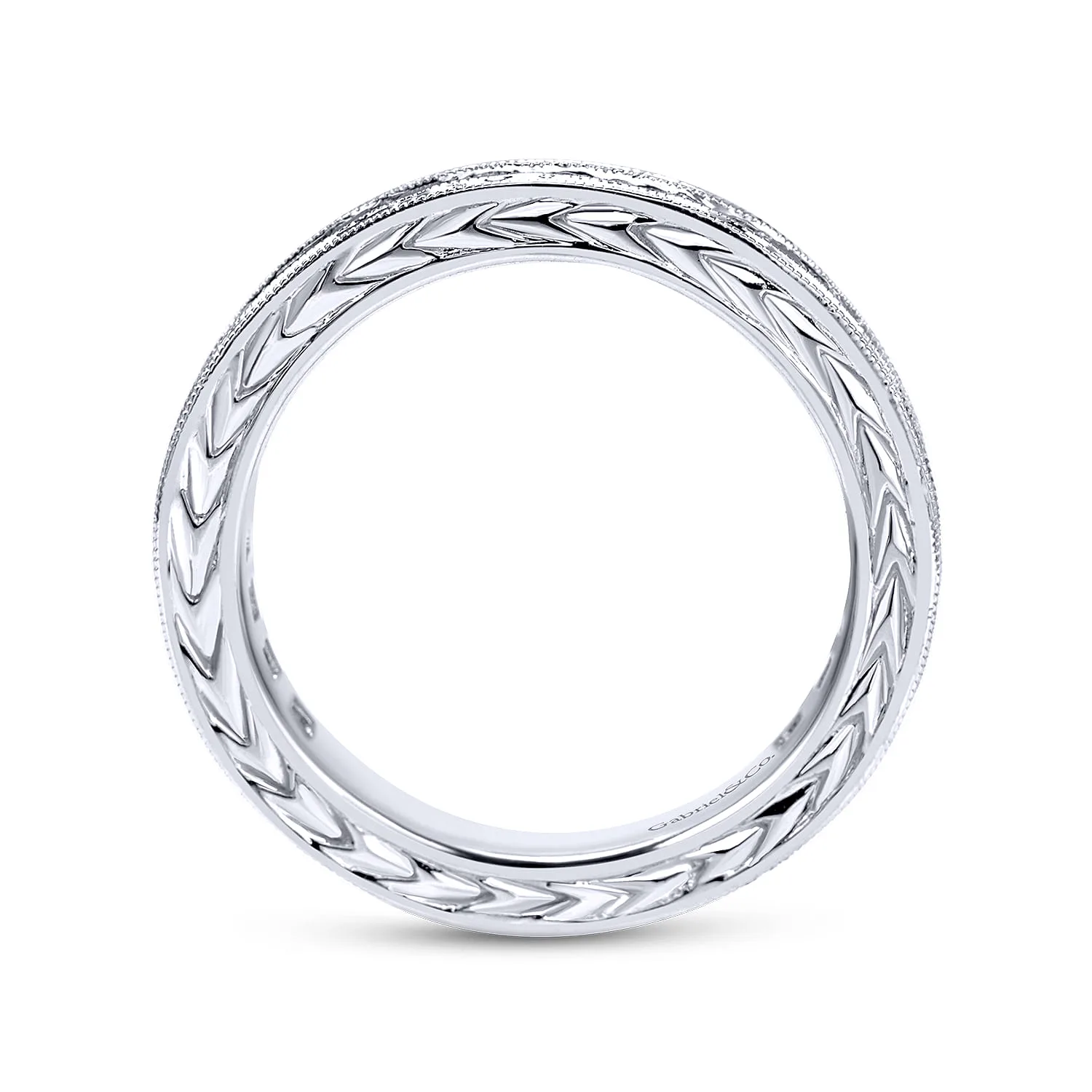Princess Sapphire and Round Diamond Stackable Ring in 14K White Gold, photograph 2