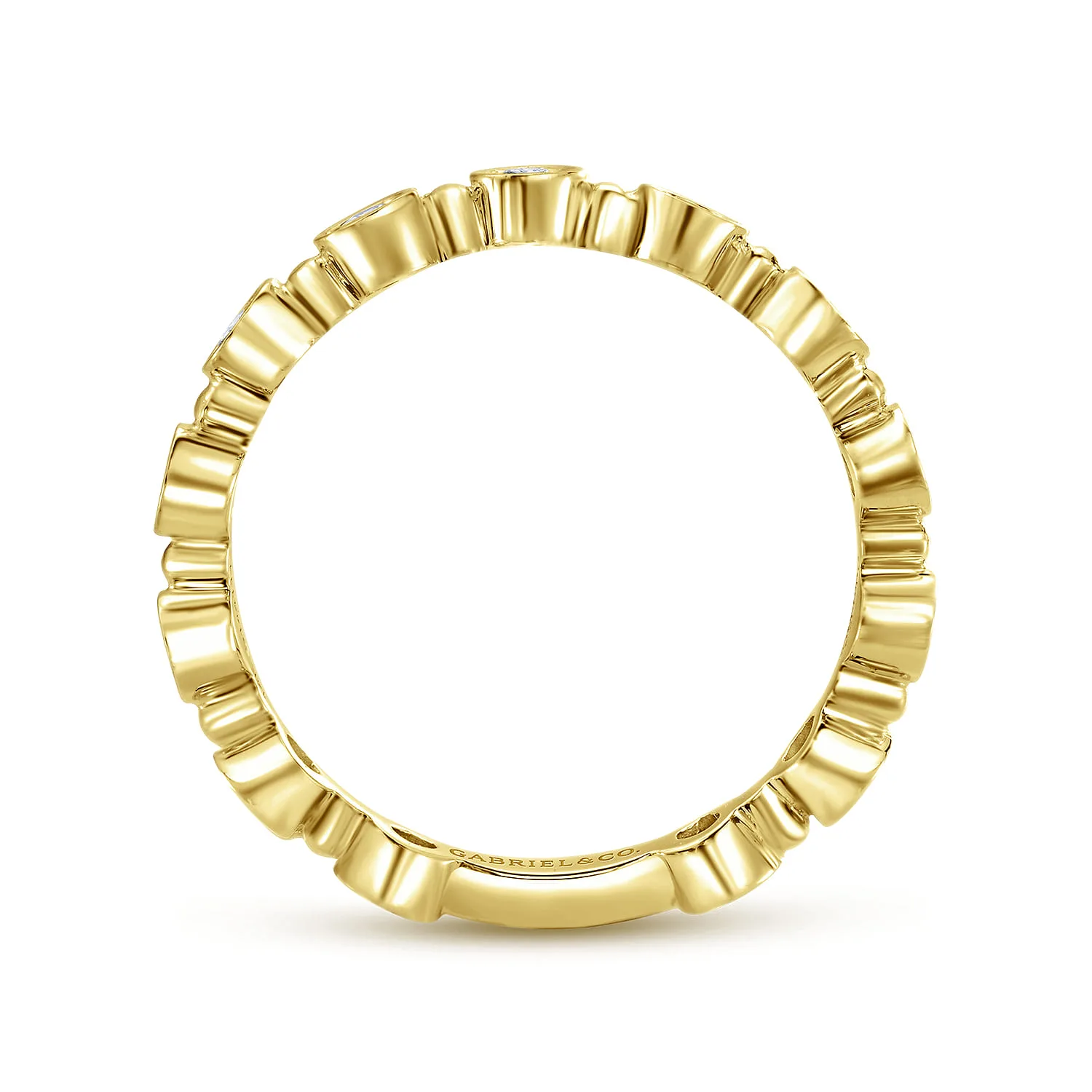 Diamond Bezel Station Diamond Stackable Ring in 14K Yellow Gold, photograph 2