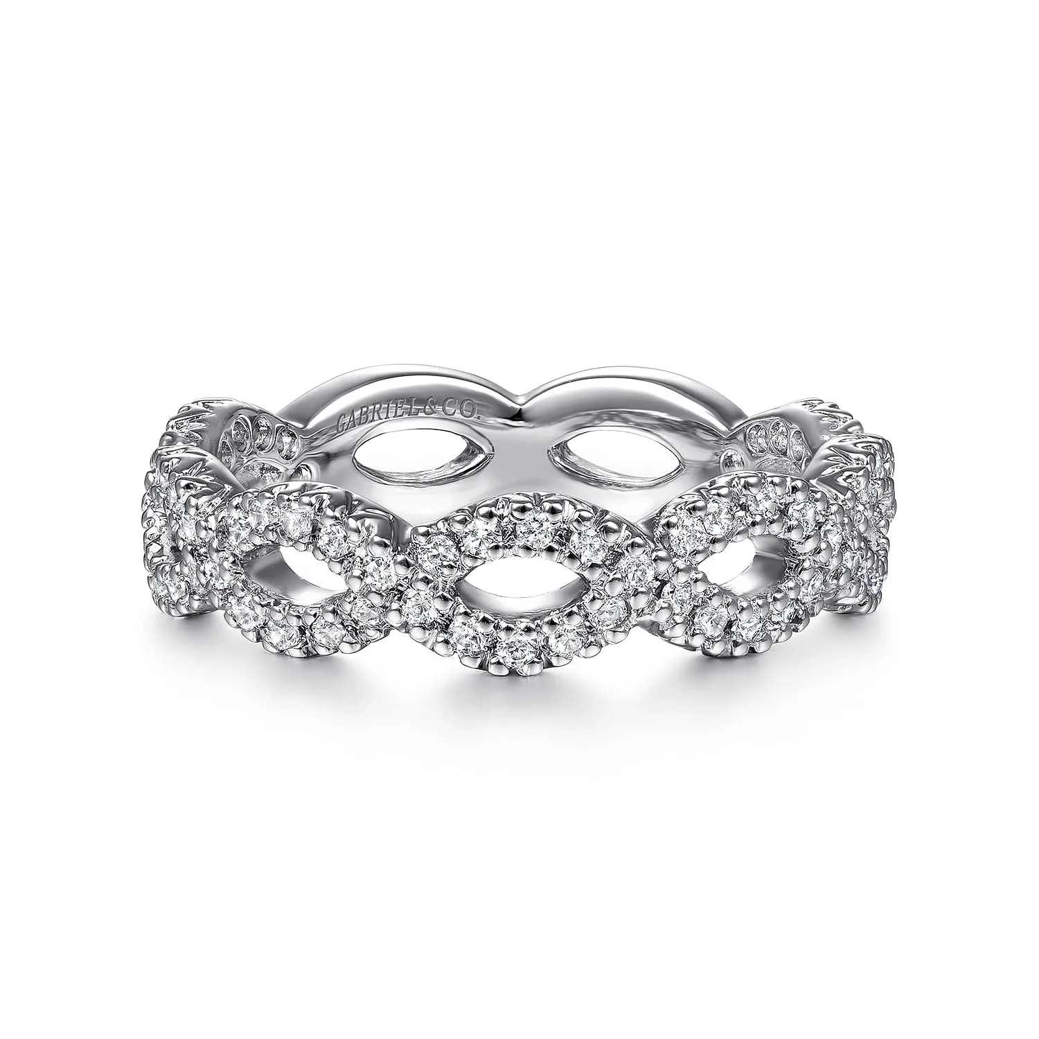 Open Twisted Diamond Stackable Ring