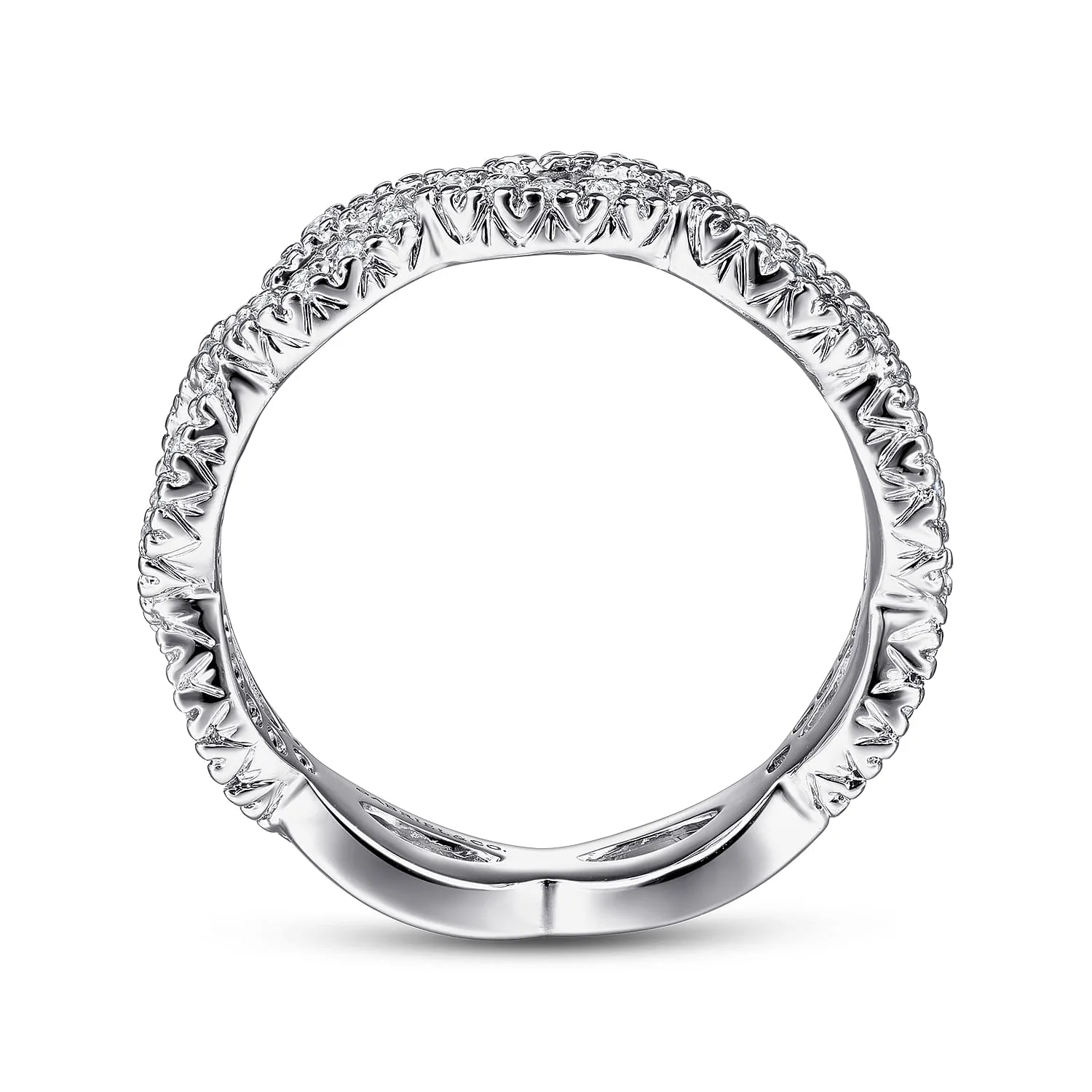 Open Twisted Diamond Stackable Ring in 14K White Gold, photograph 2