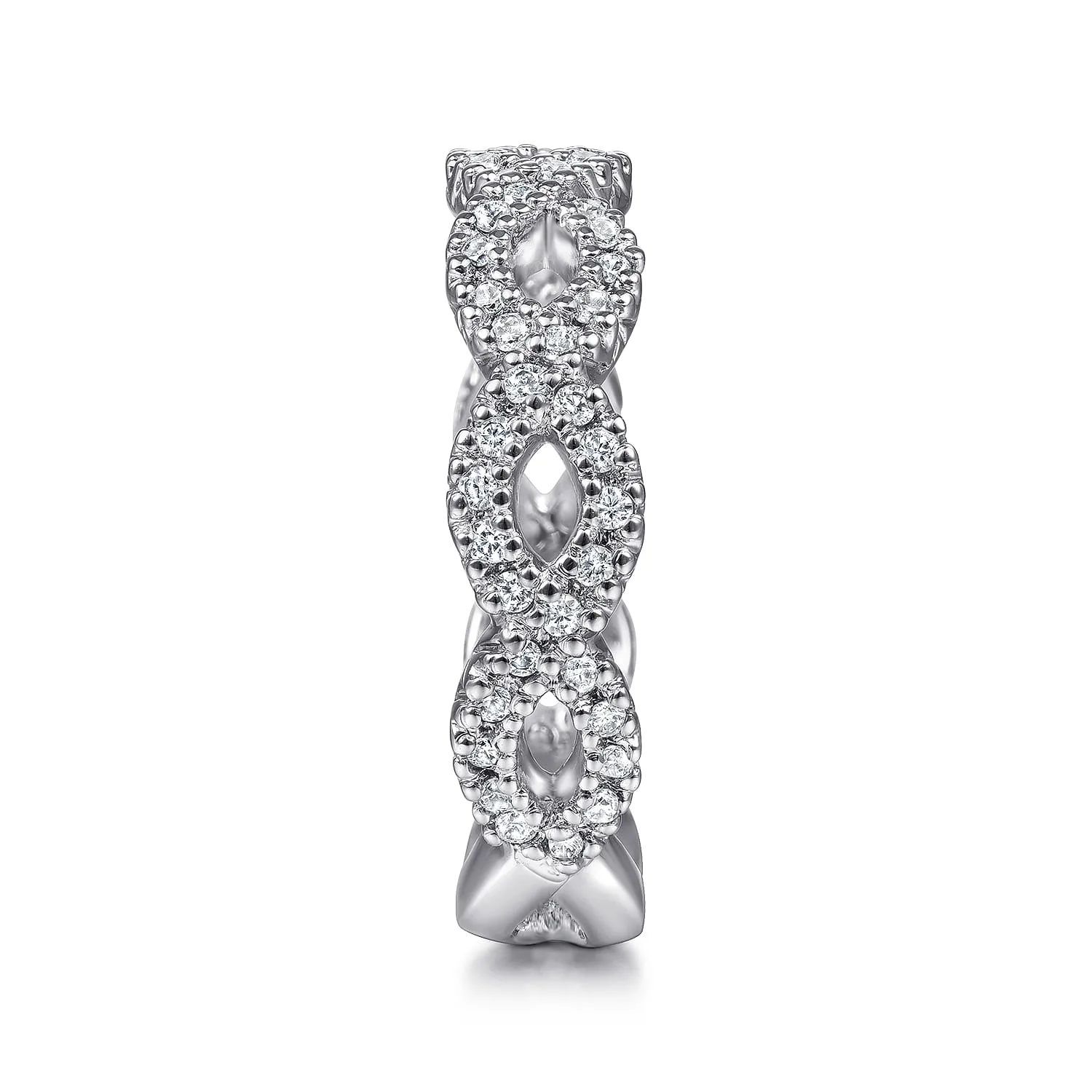 Open Twisted Diamond Stackable Ring in 14K White Gold, photograph 4