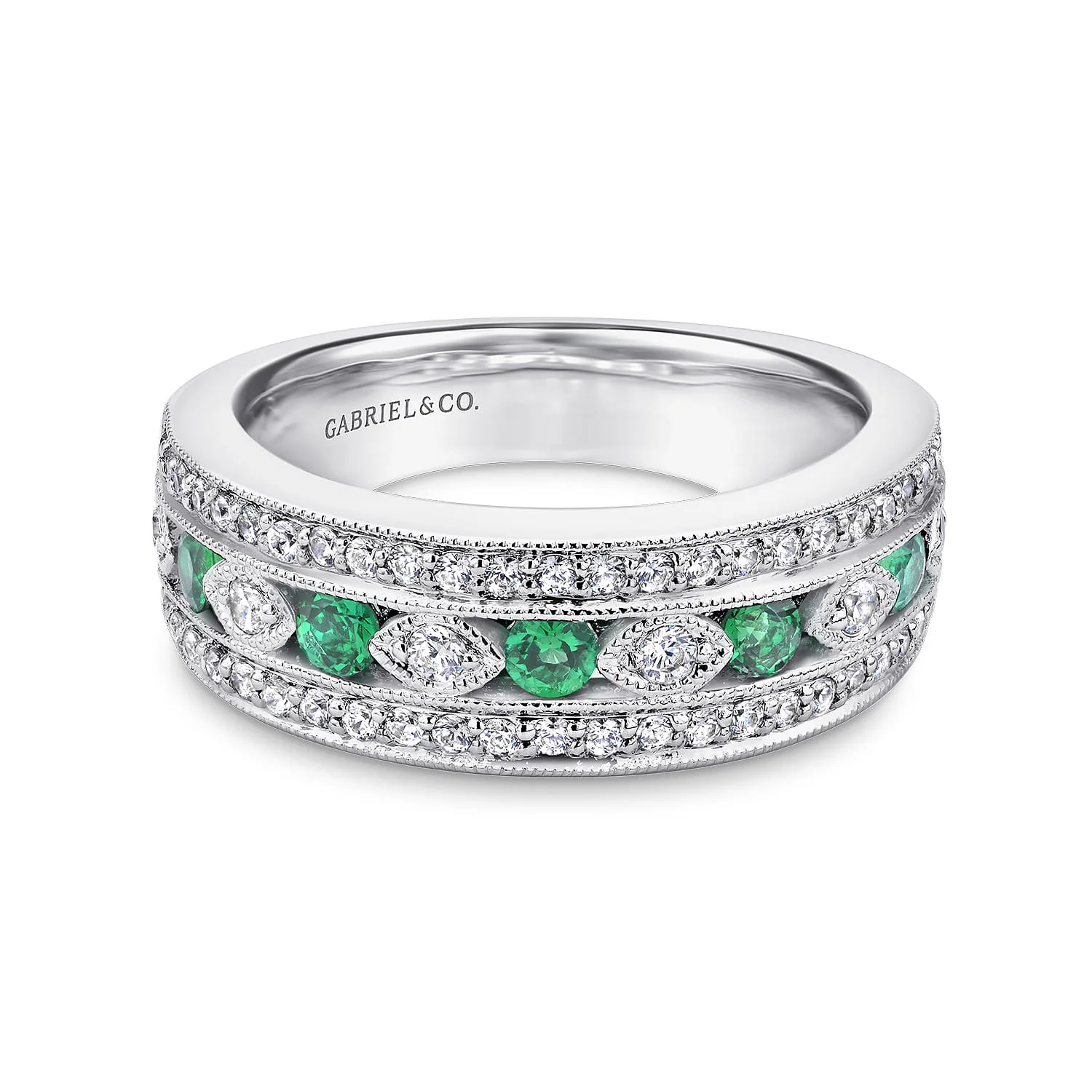 Vintage Inspired Emerald and Diamond Ring
