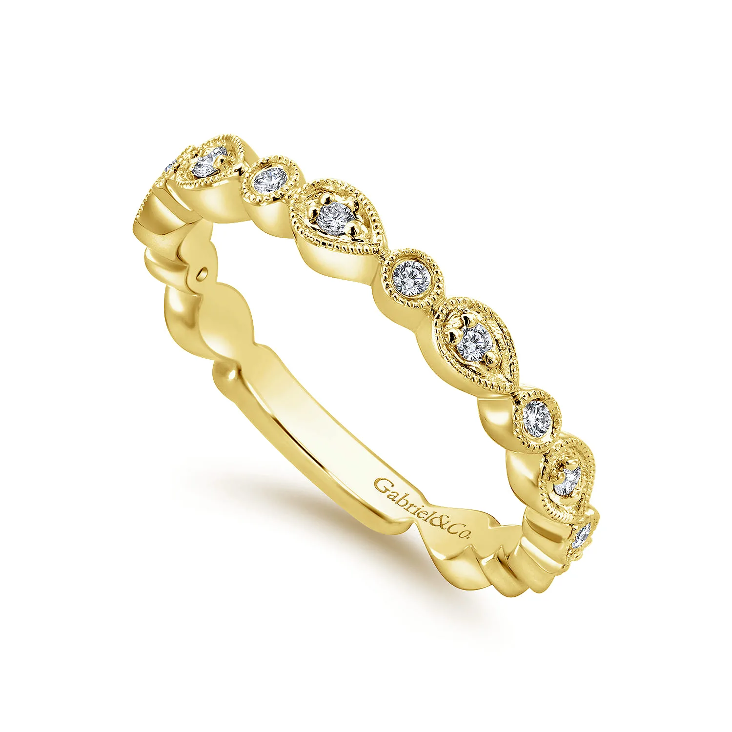 and Station Stackable Diamond Ring in 14K Yellow Gold, photograph 3