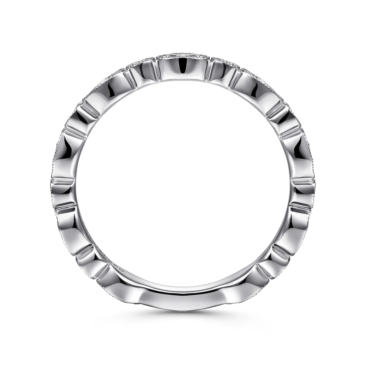 Graduating Station Diamond Stackable Ring in 14K White Gold, photograph 2