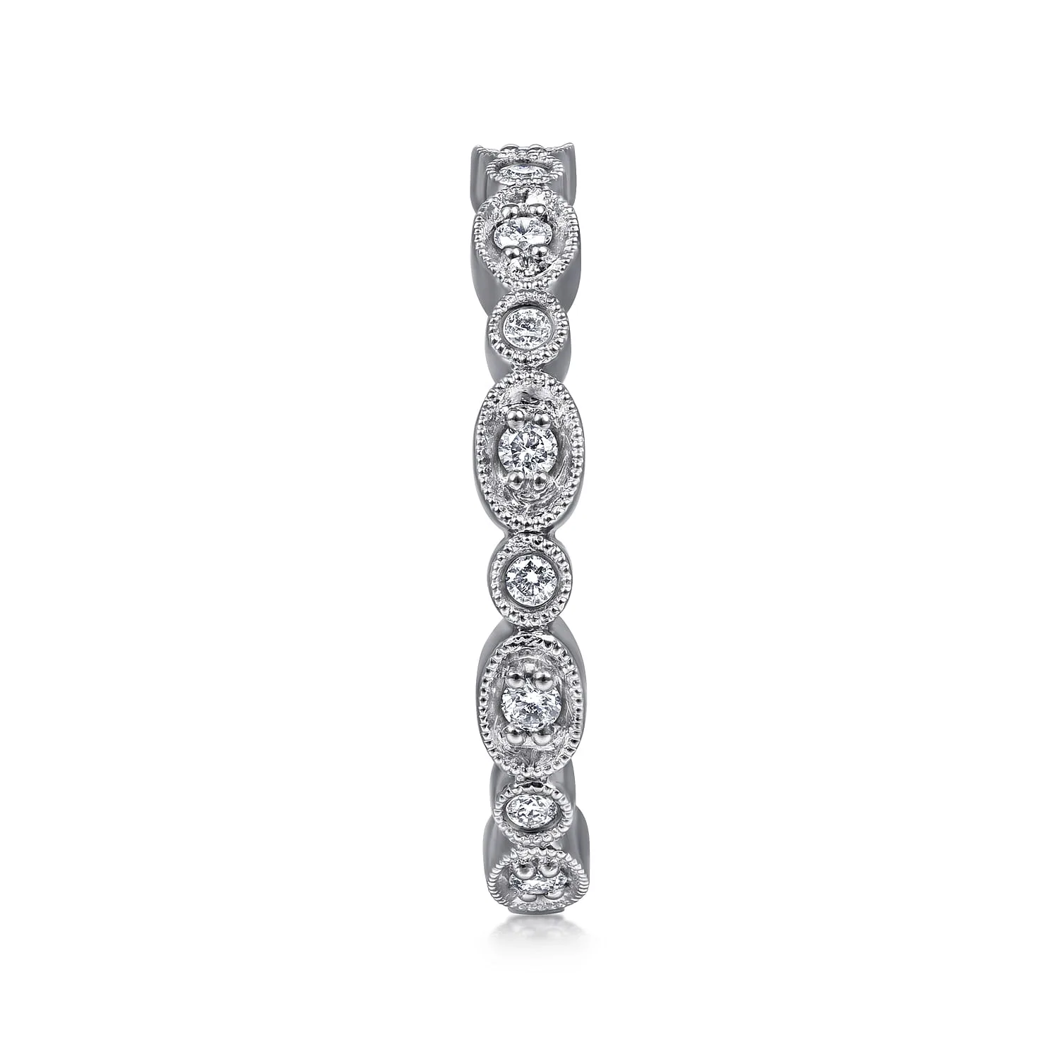 Graduating Station Diamond Stackable Ring in 14K White Gold, photograph 4