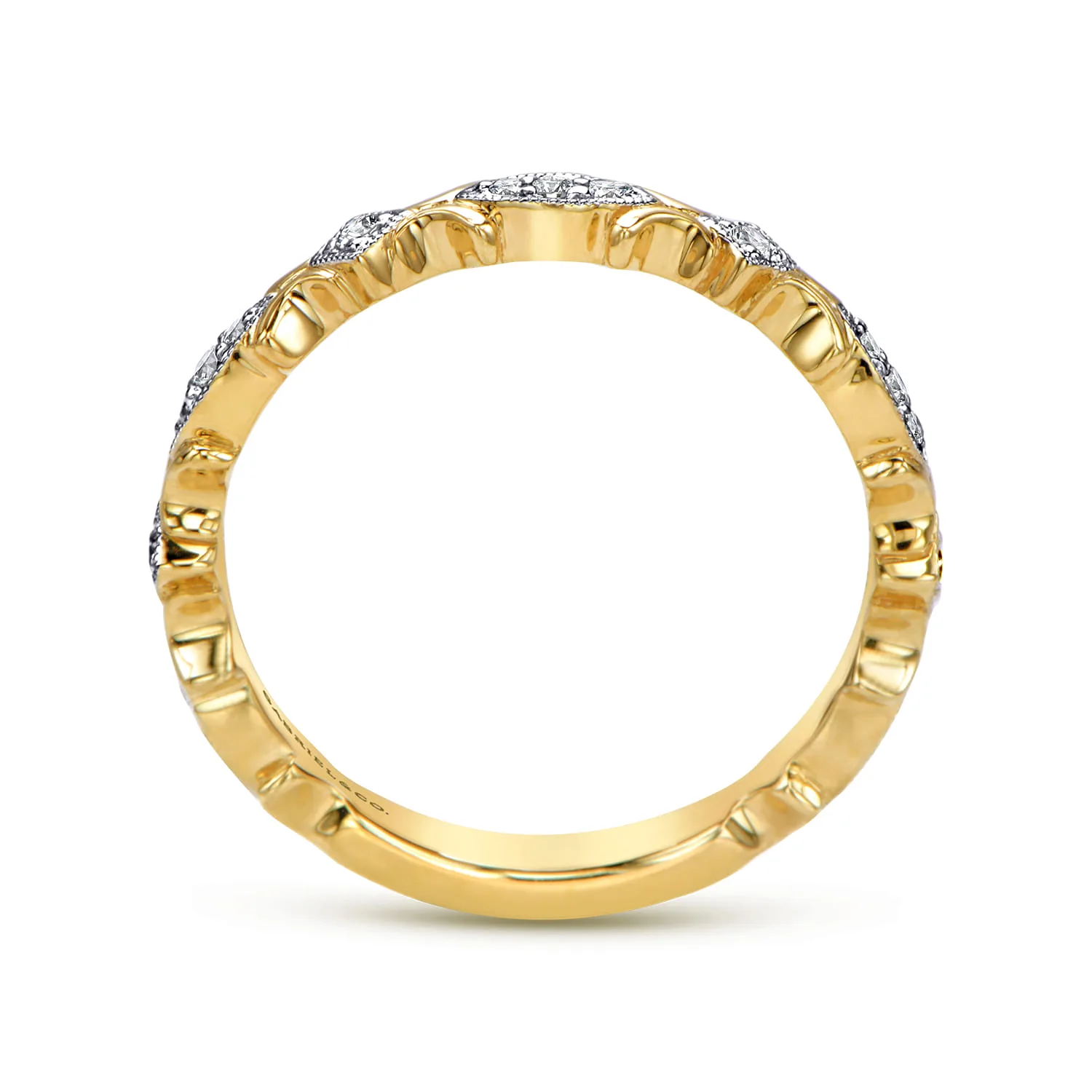 Floral Diamond Stackable Ring in 14K Yellow Gold, photograph 2
