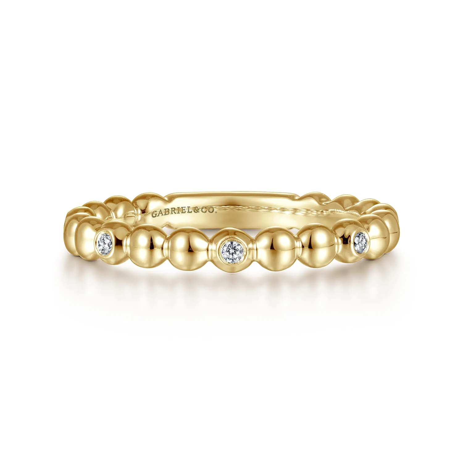 Beaded Station and Diamond Stackable Ring