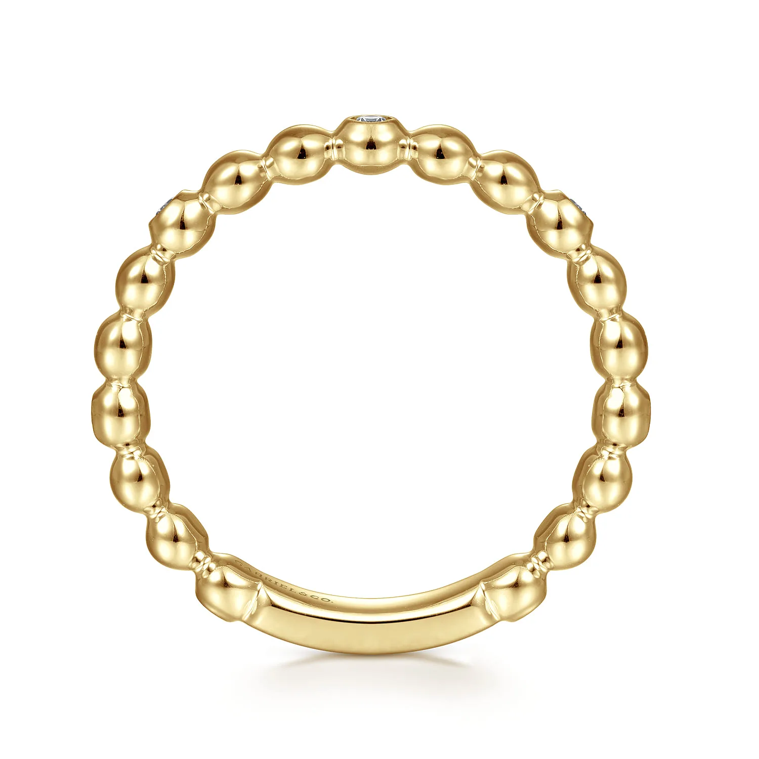 Beaded Station and Diamond Stackable Ring in 14K Yellow Gold, photograph 2