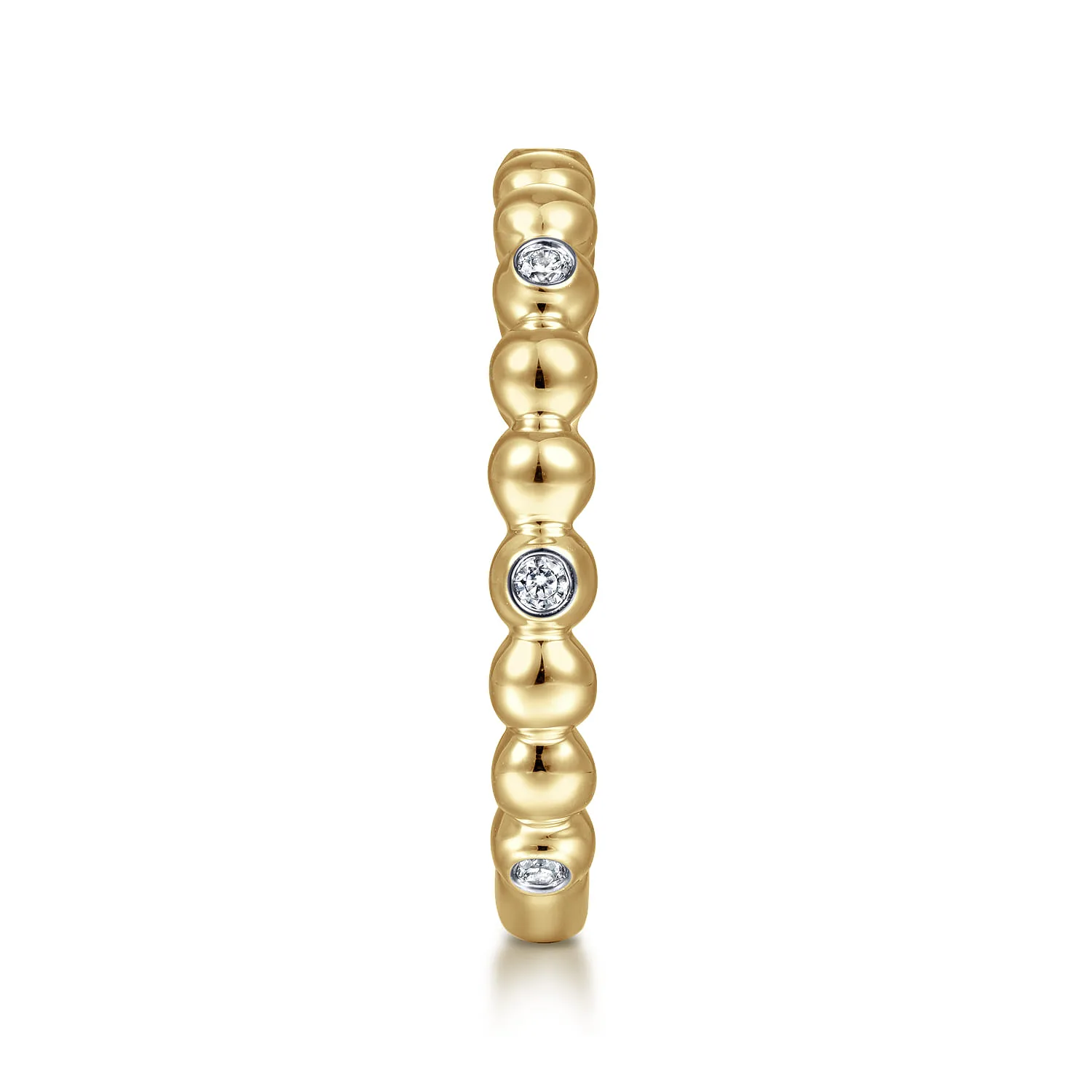 Beaded Station and Diamond Stackable Ring in 14K Yellow Gold, photograph 4