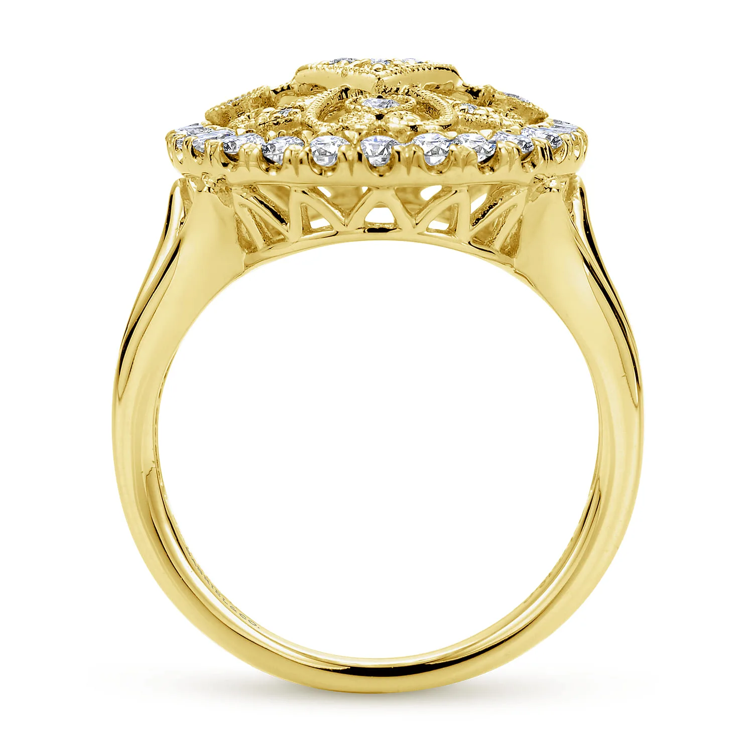 Filligree Diamond Ring in 14K Yellow Gold, photograph 2