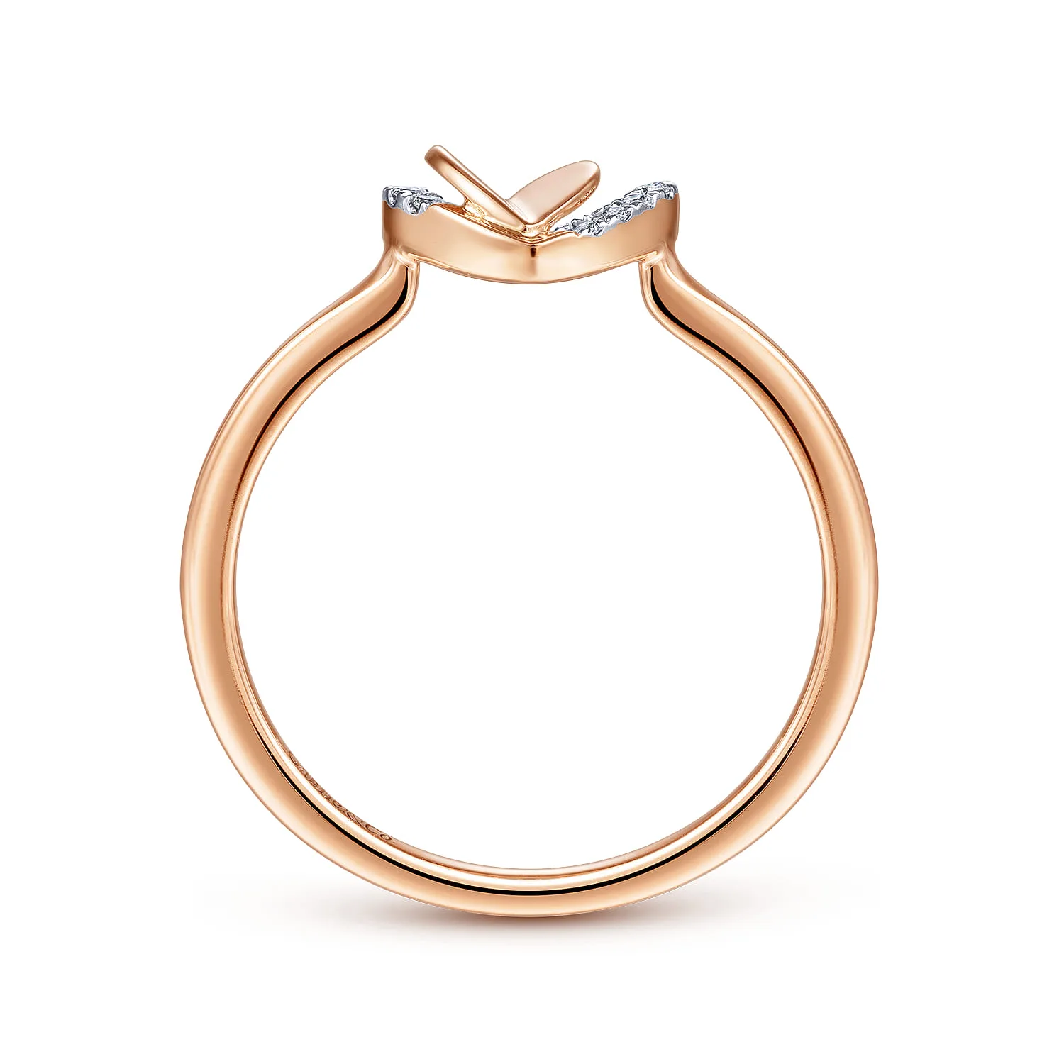 Double Diamond Promise Ring in 14K Rose Gold, photograph 2