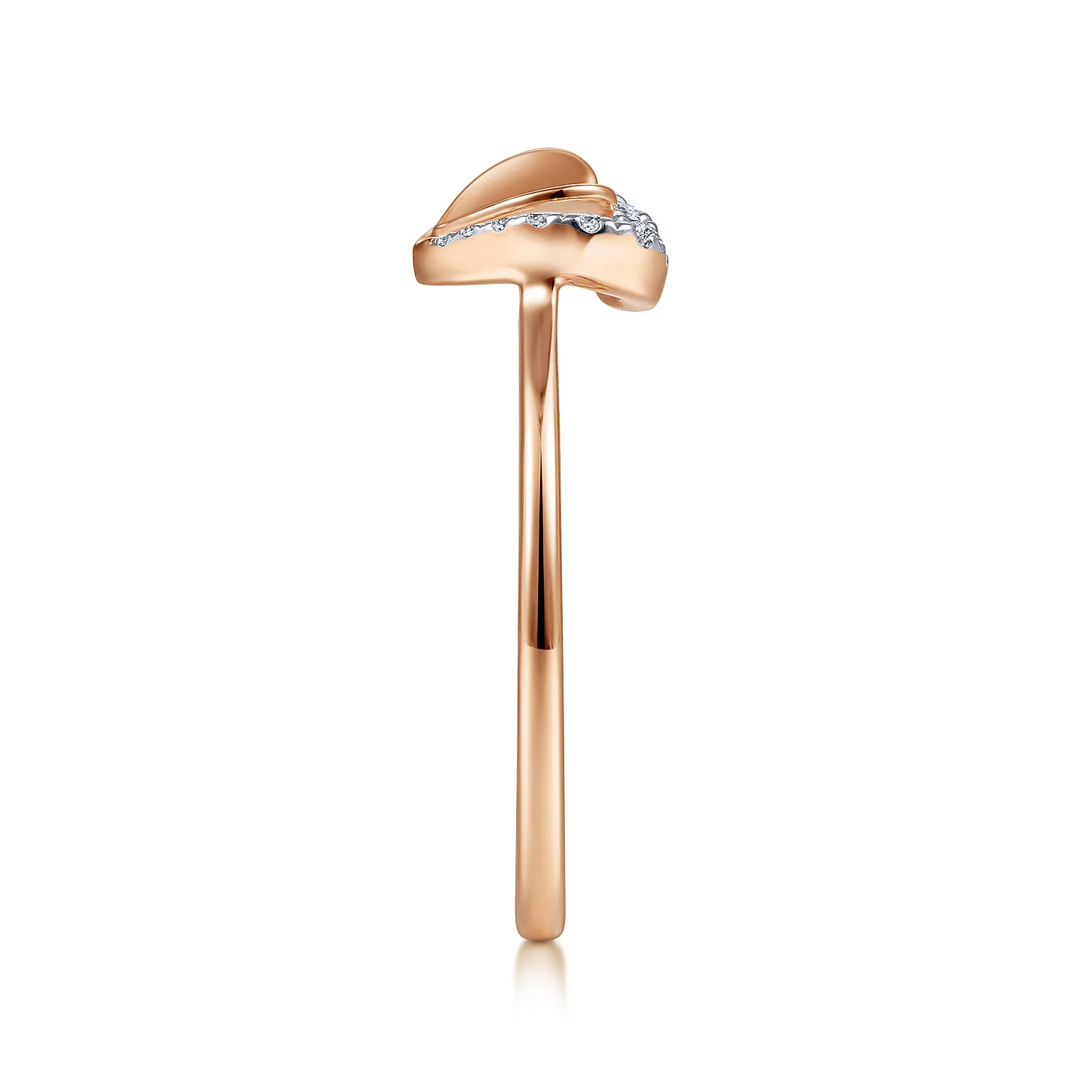 Double Diamond Promise Ring in 14K Rose Gold, photograph 4
